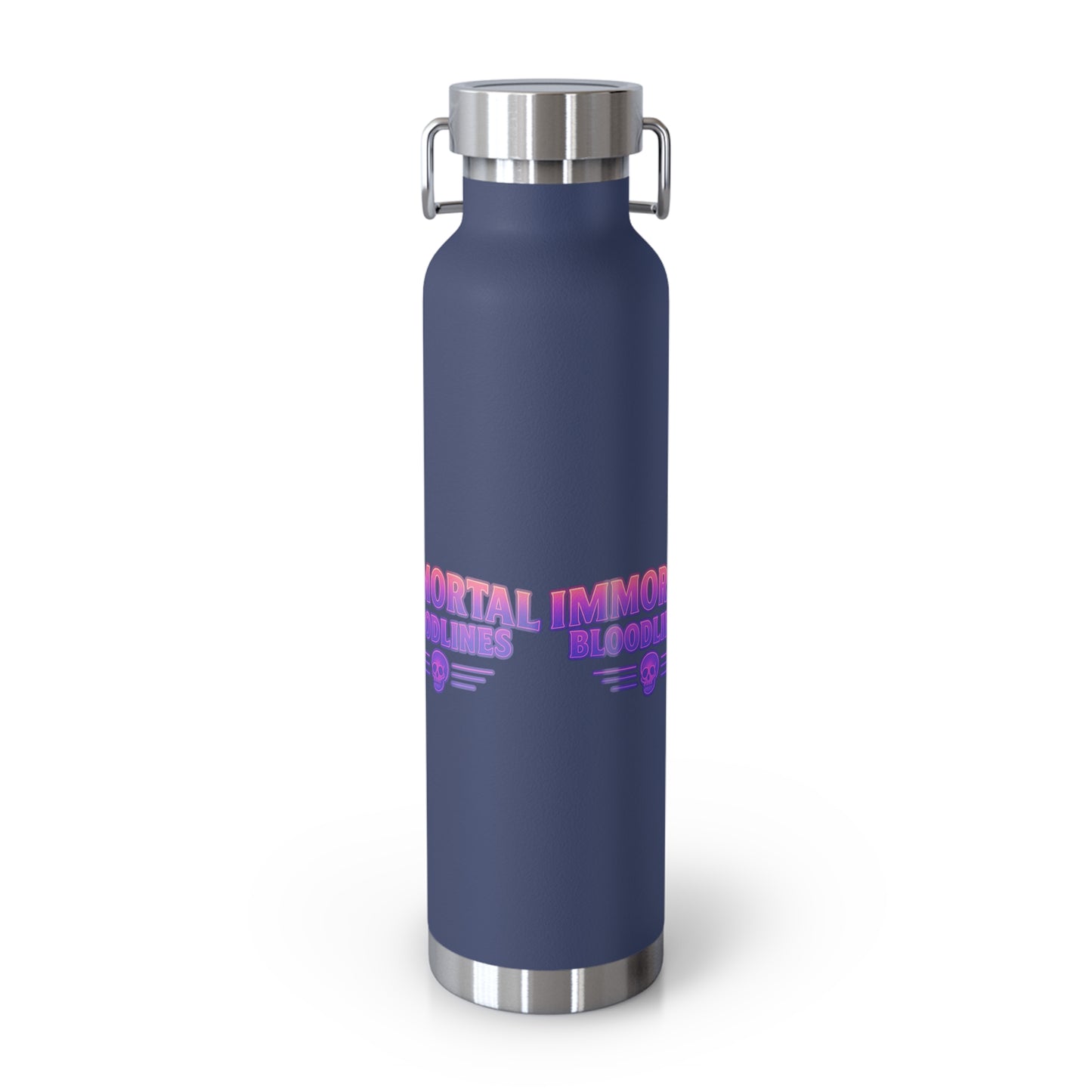 Immortal Bloodlines 22oz Copper Vacuum Bottle — Retro Neon Skull Insulated Water Bottle