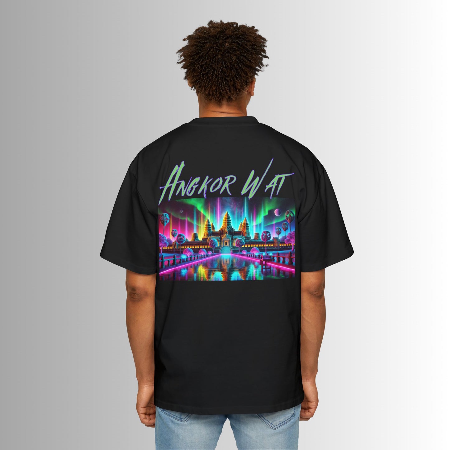 Immortal Bloodlines Men's Heavy Oversized Tee - Angkor Wat Graphic T-Shirt