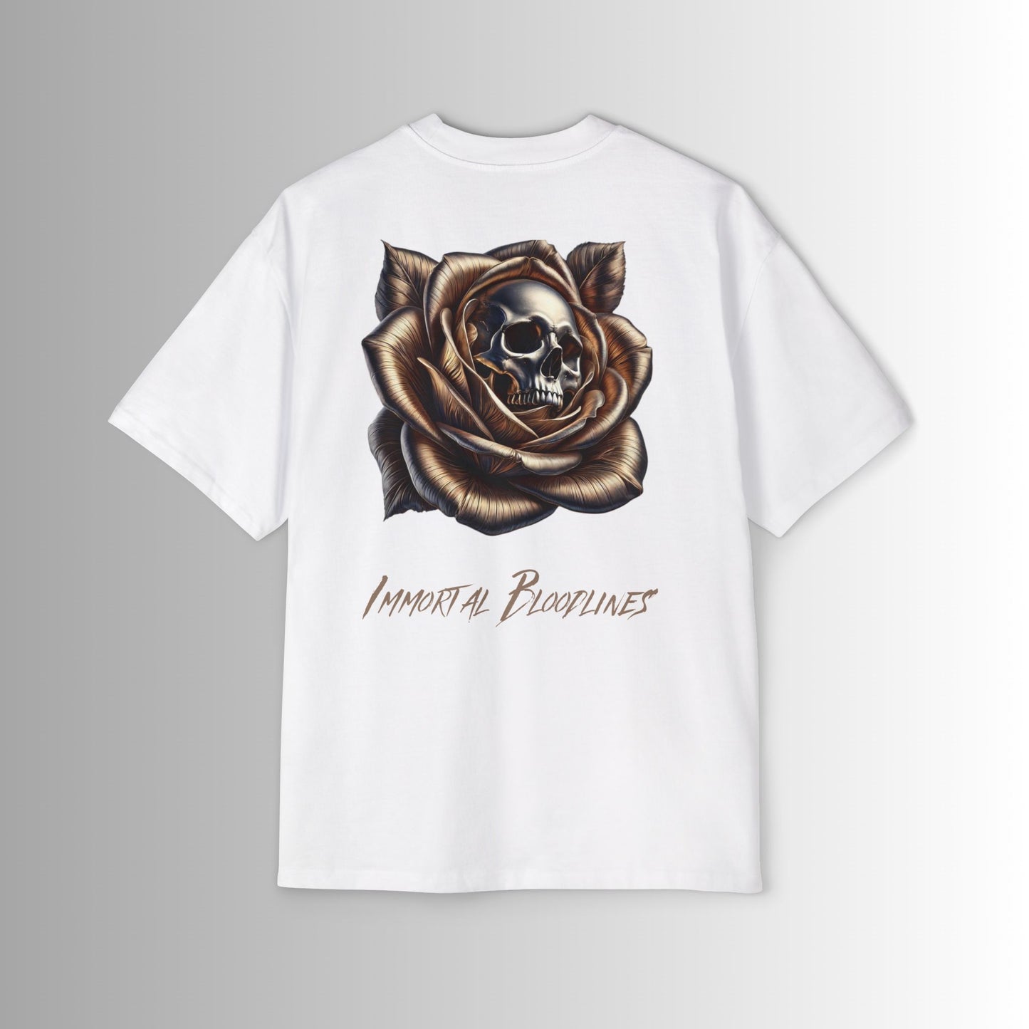 Men's Heavy Oversized Tee - 'Immortal Bloodlines' Graphic Tee with Gold Skeleton (GCC)