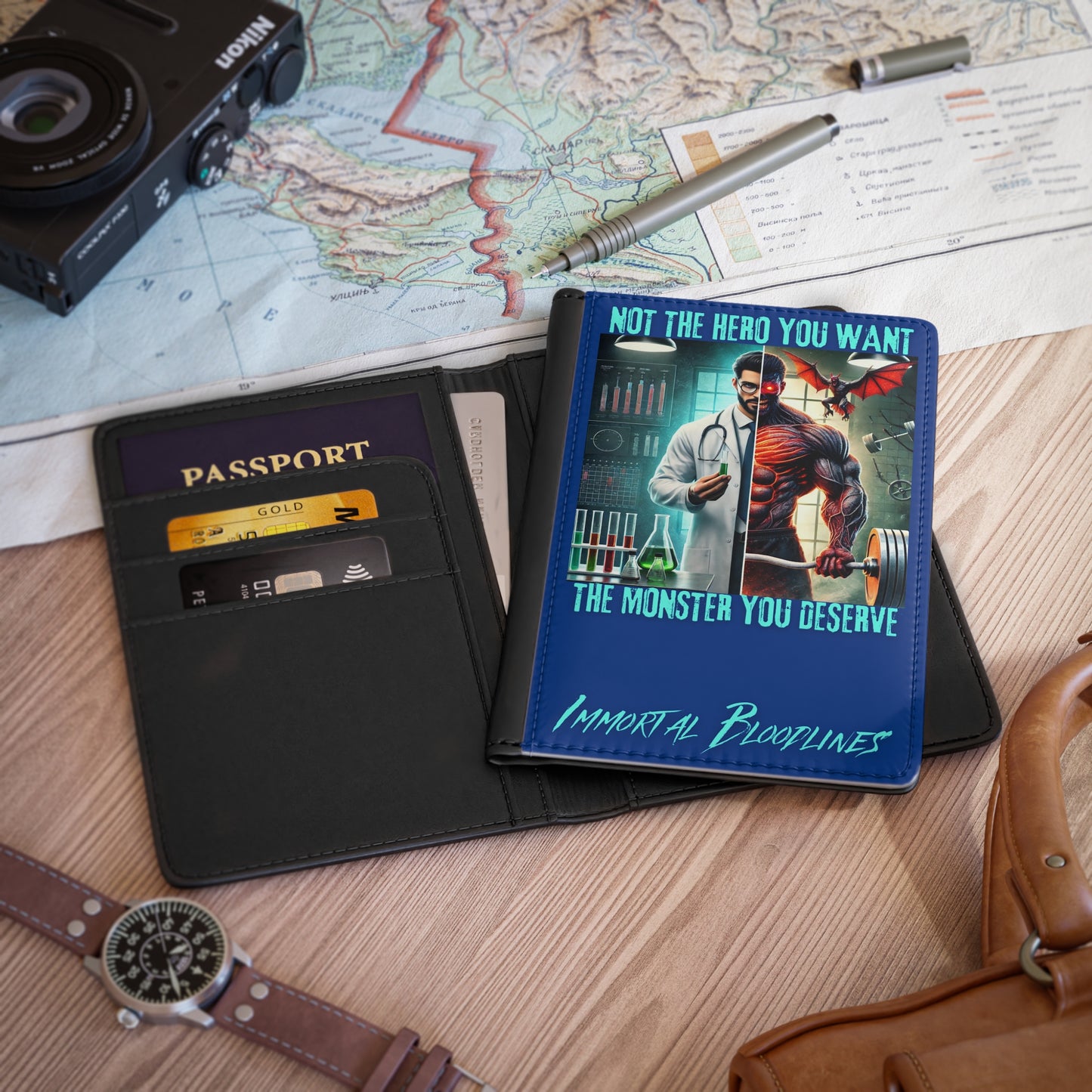 Passport Cover — "Not the Hero You Want, The Monster You Deserve" Horror Art Travel Wallet