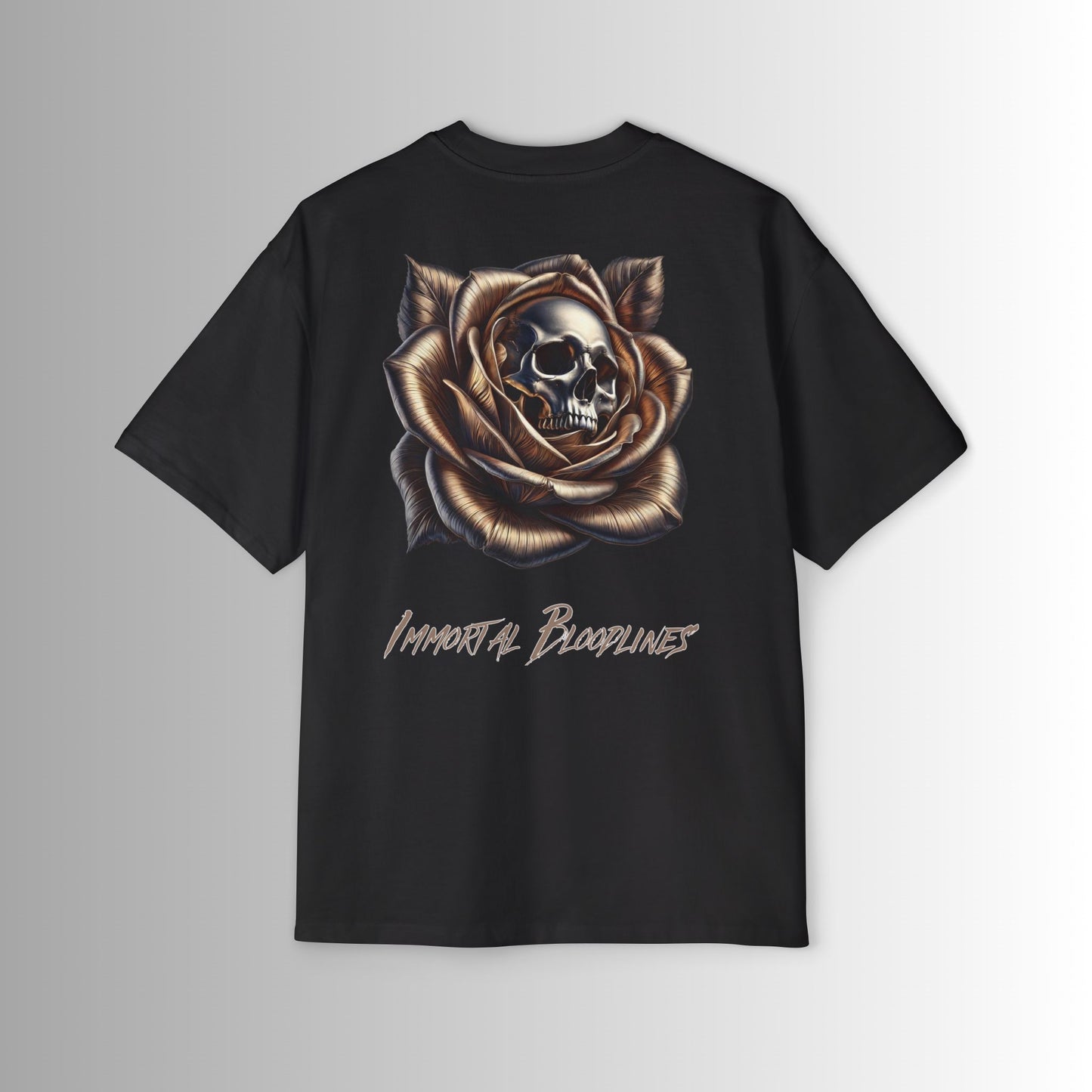 Men's Heavy Oversized Tee - 'Immortal Bloodlines' Graphic Tee with Gold Skeleton (GCC)