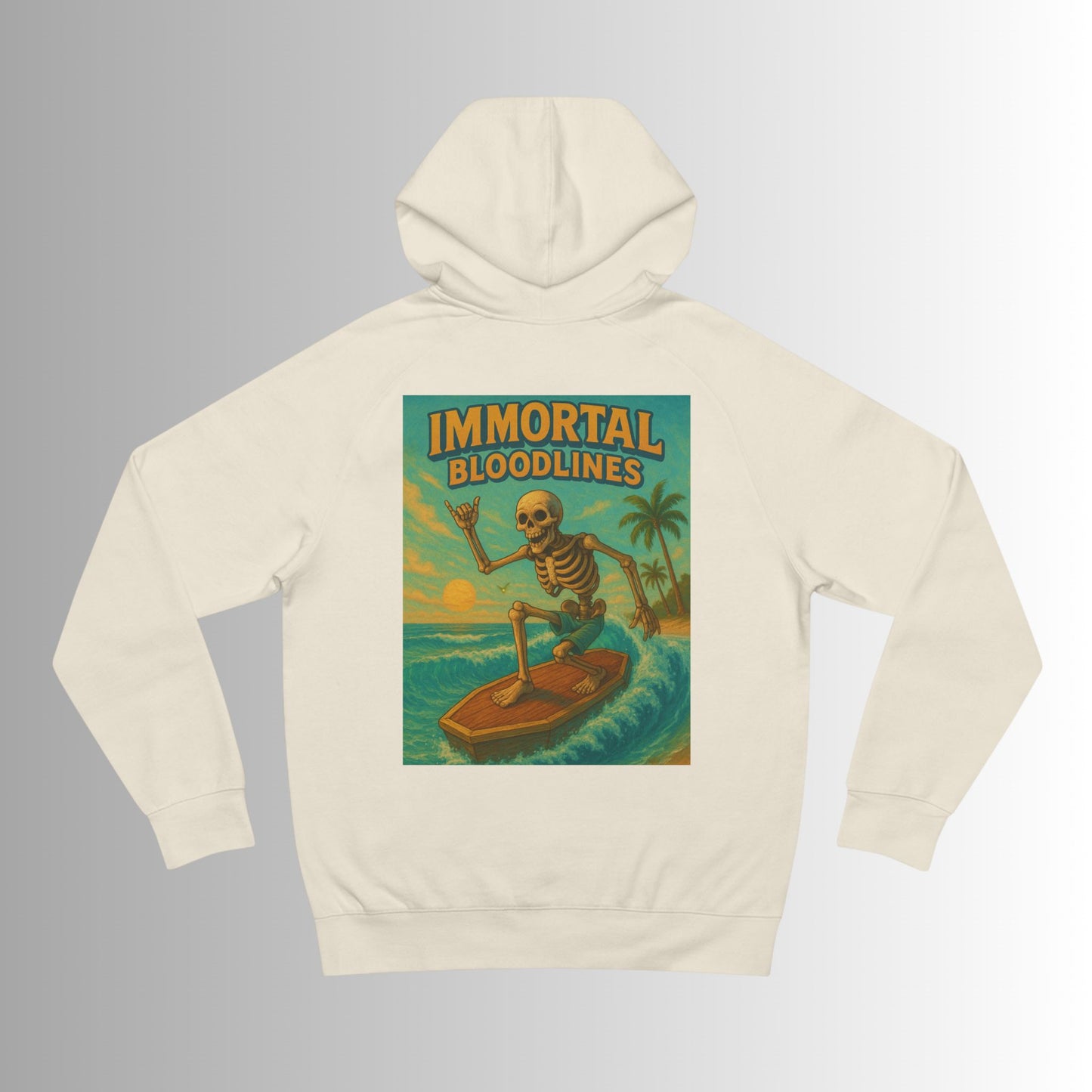 Surf Forever - Large Surfer Skeleton Hoodie
