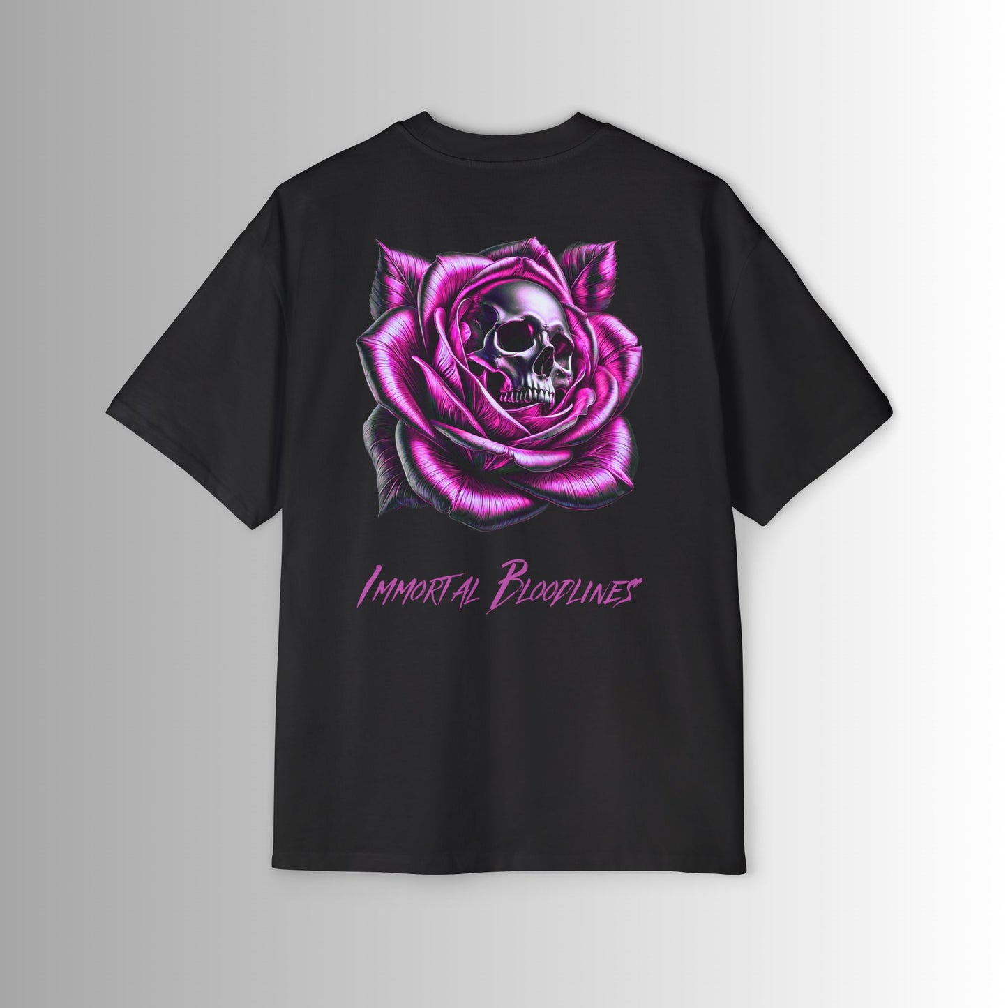 Heavy Oversized Tee - 'Immortal Bloodlines' Graphic Tee with Skull Rose GCC