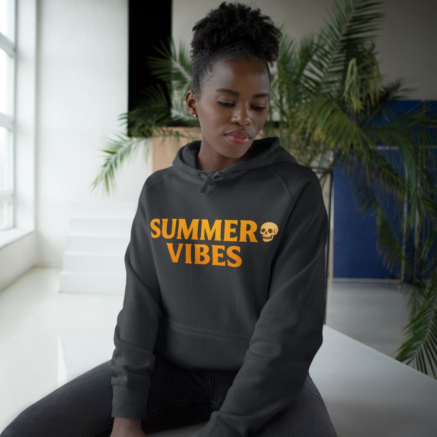 Summer Vibes Hoodie — Retro Wave Skeleton Surf Graphic Pullover