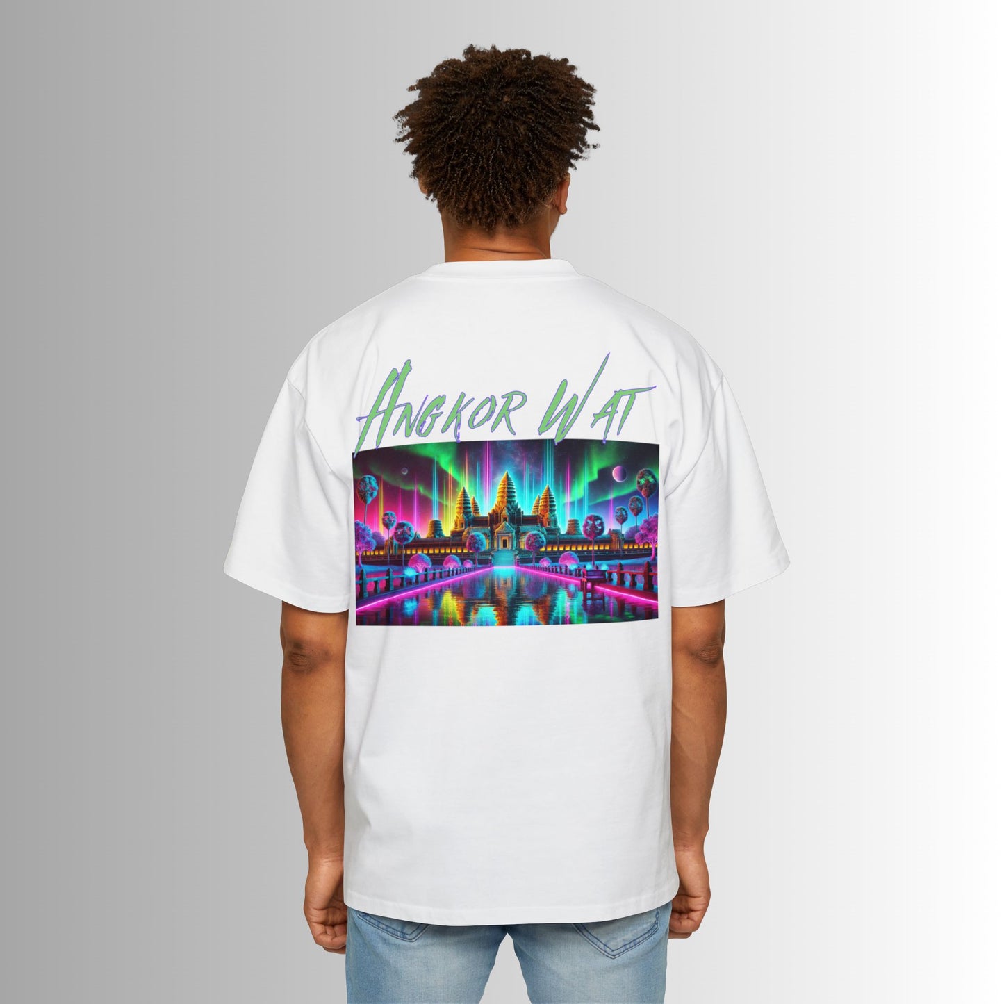 Immortal Bloodlines Men's Heavy Oversized Tee - Angkor Wat Graphic T-Shirt