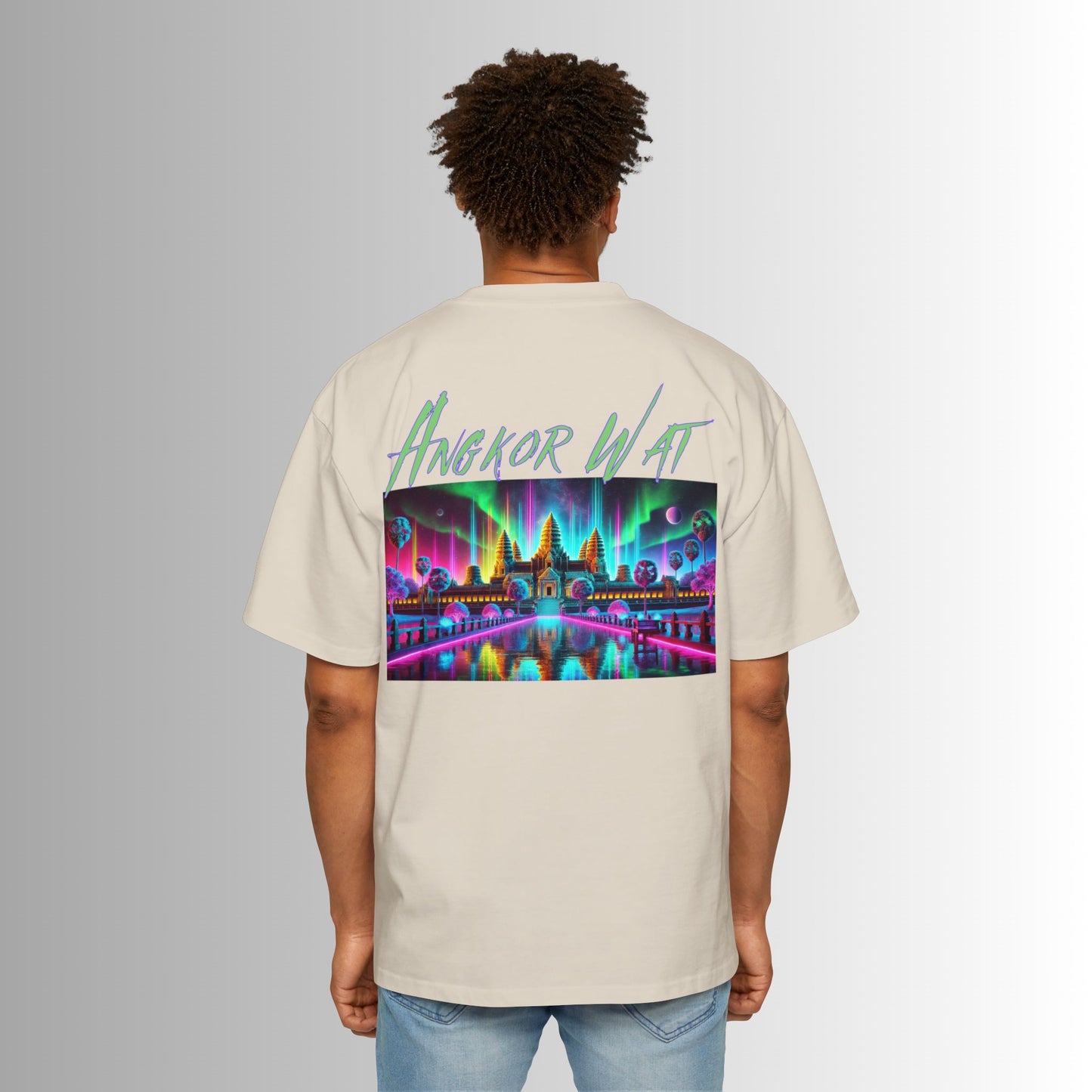 Immortal Bloodlines Men's Heavy Oversized Tee - Angkor Wat Graphic T-Shirt