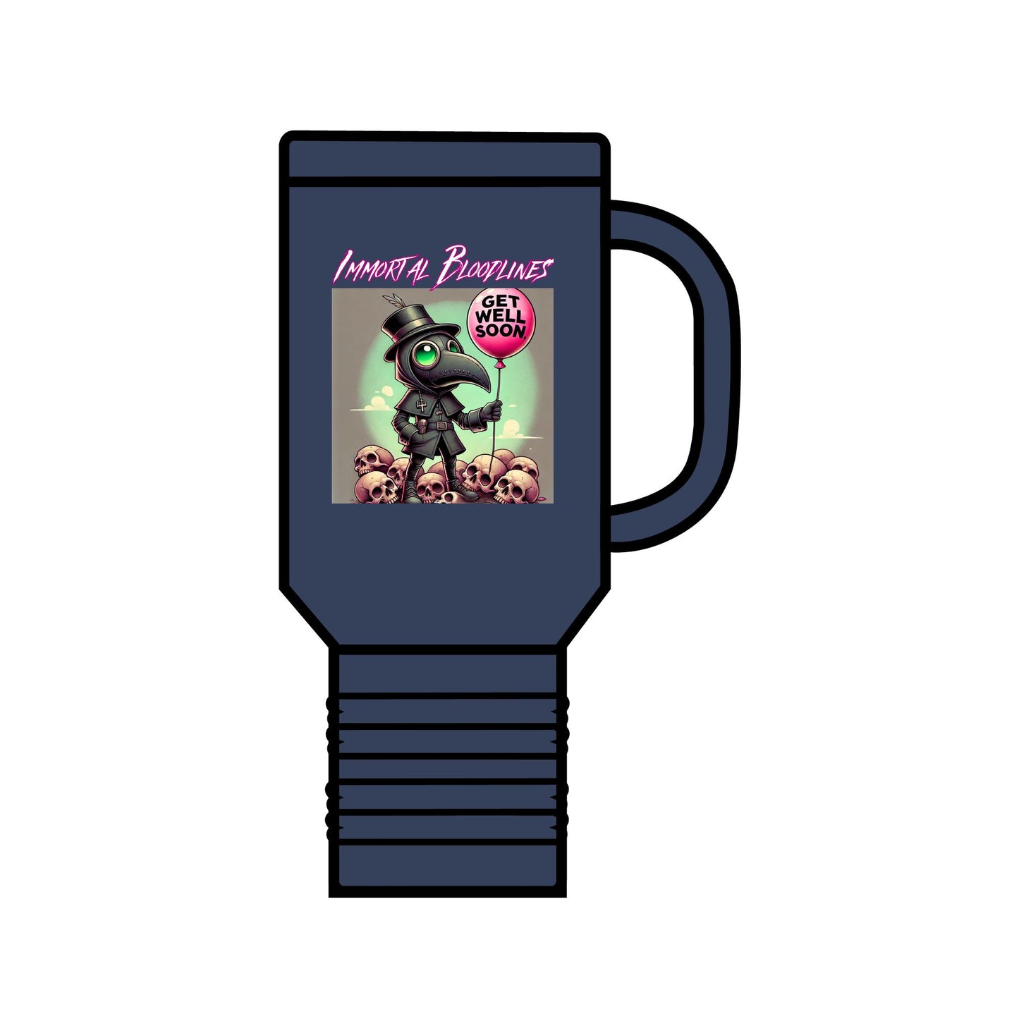Unique Insulated Travel Mug with Gothic Designs (Get Well Soon) - 40oz