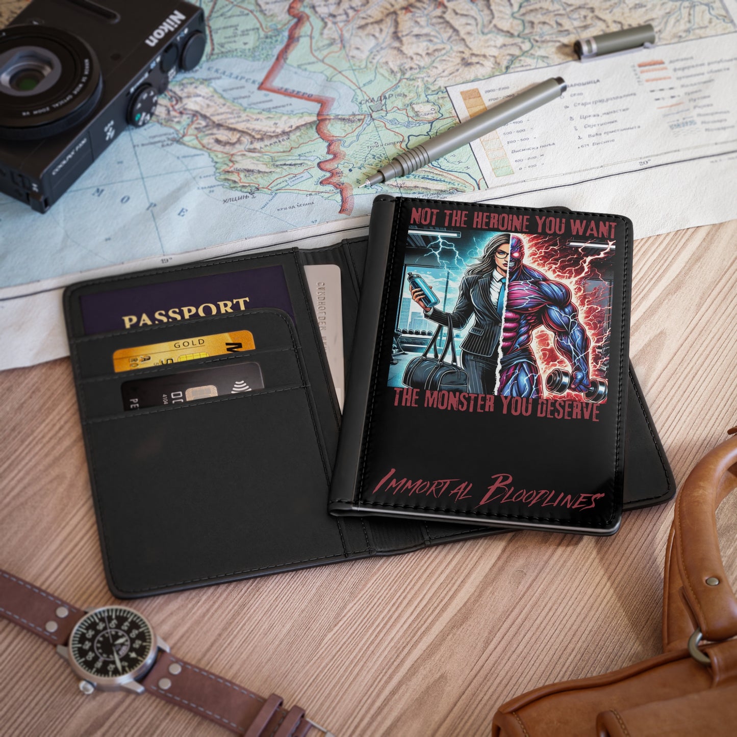 Passport Cover — "Not the Hero You Want, The Monster You Deserve" Horror Art Travel Wallet