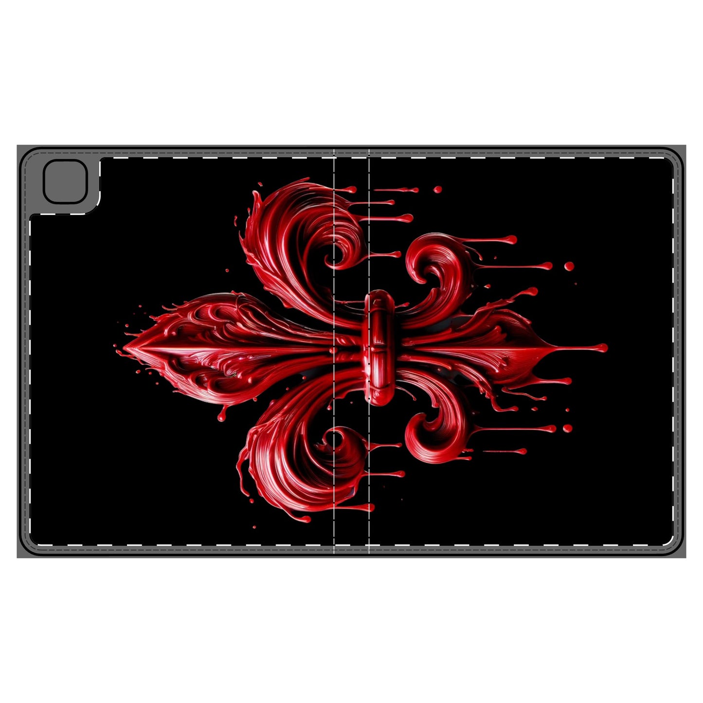 Stylish Red Fleur-de-lis Tablet Folio Case - Elegant Protection for Your Device