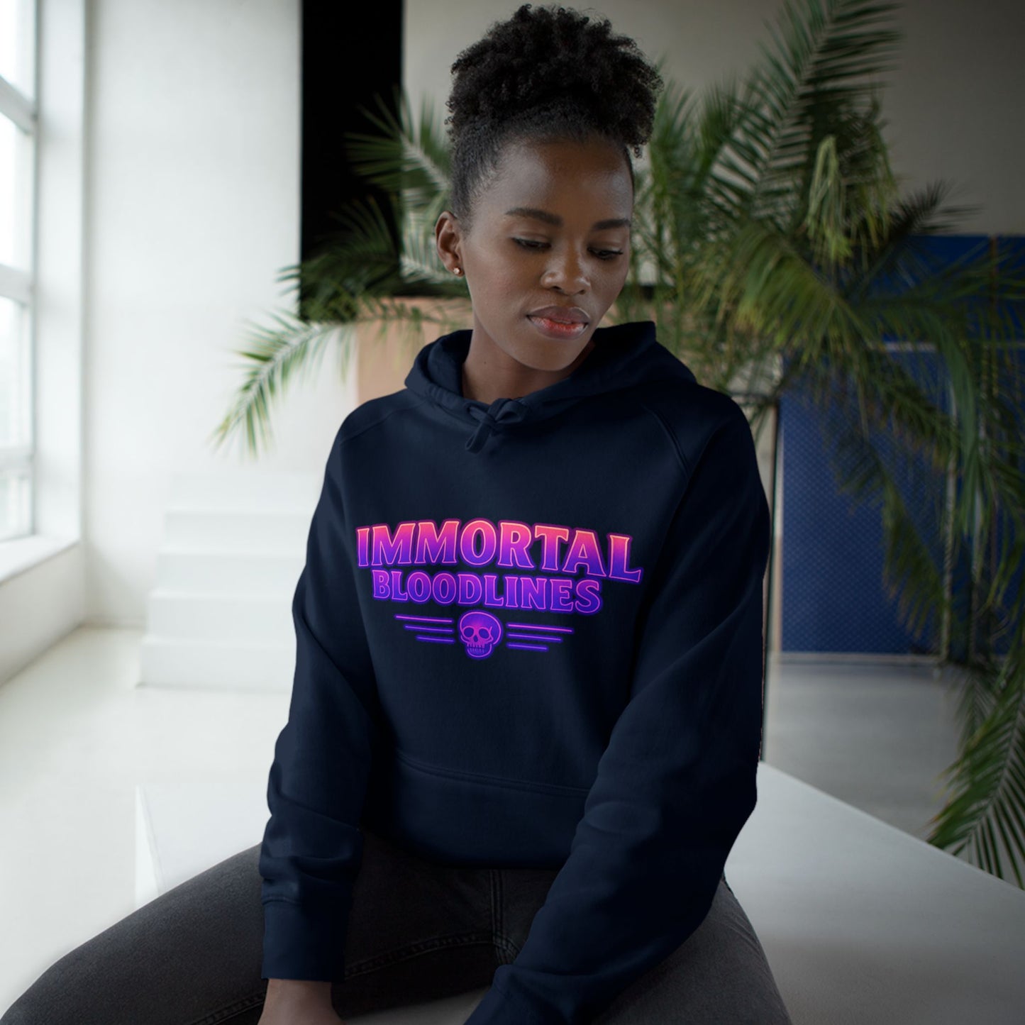 Immortal Bloodlines Hoodie — Retro Wave Skeleton Surf Graphic Pullover