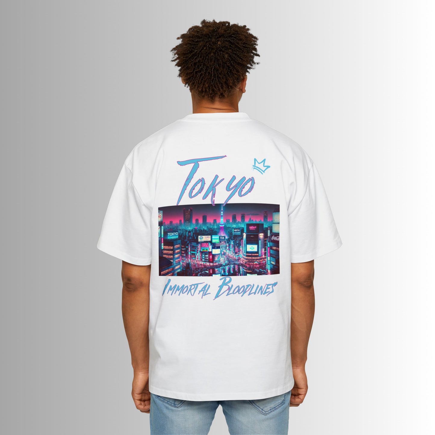 Men's Heavy Oversized Tee - 'Immortal Bloodlines' Graphic Tee with Tokyo Graphic (GCC)