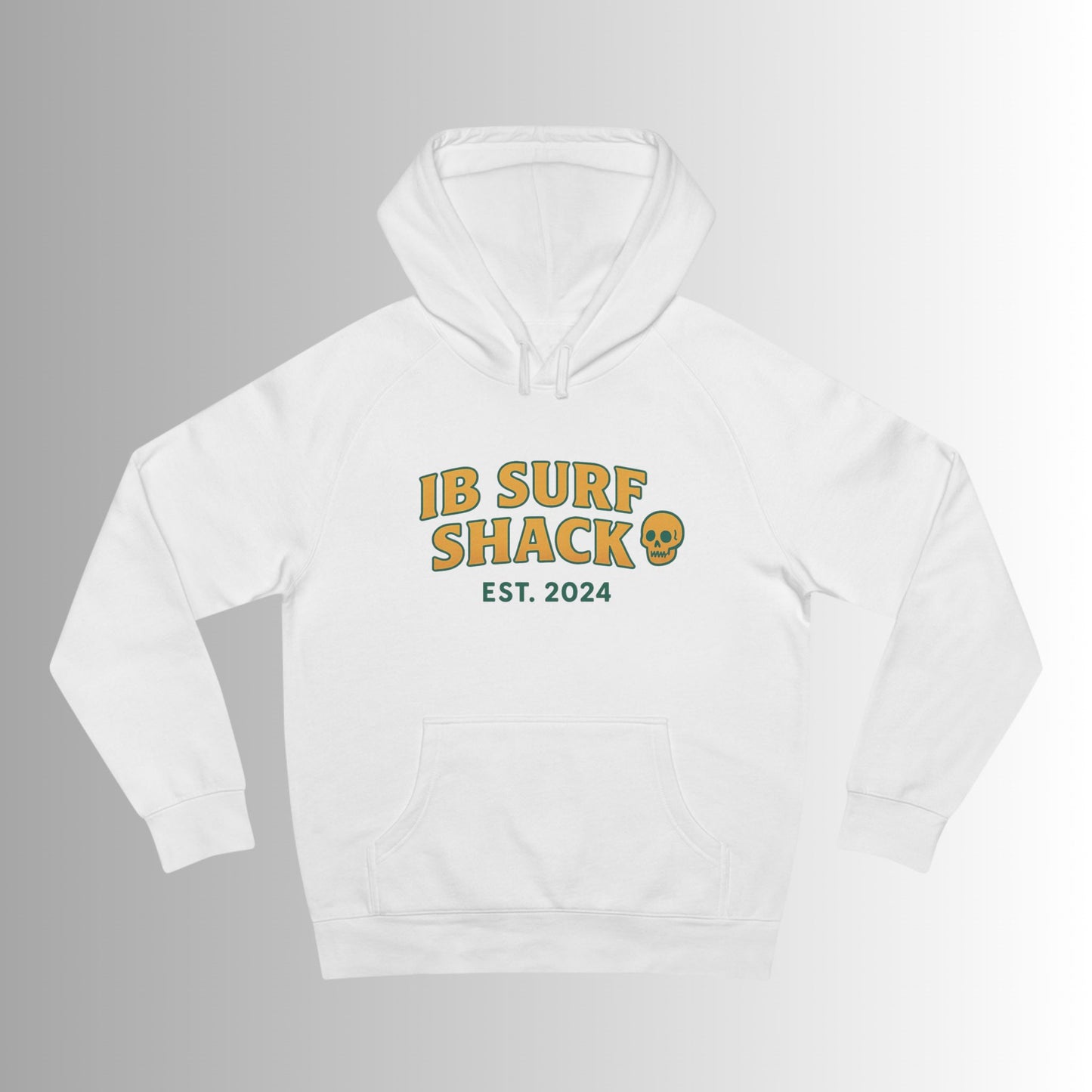 IB Surf Shack Hoodie — Retro Wave Skeleton Surf Graphic Pullover