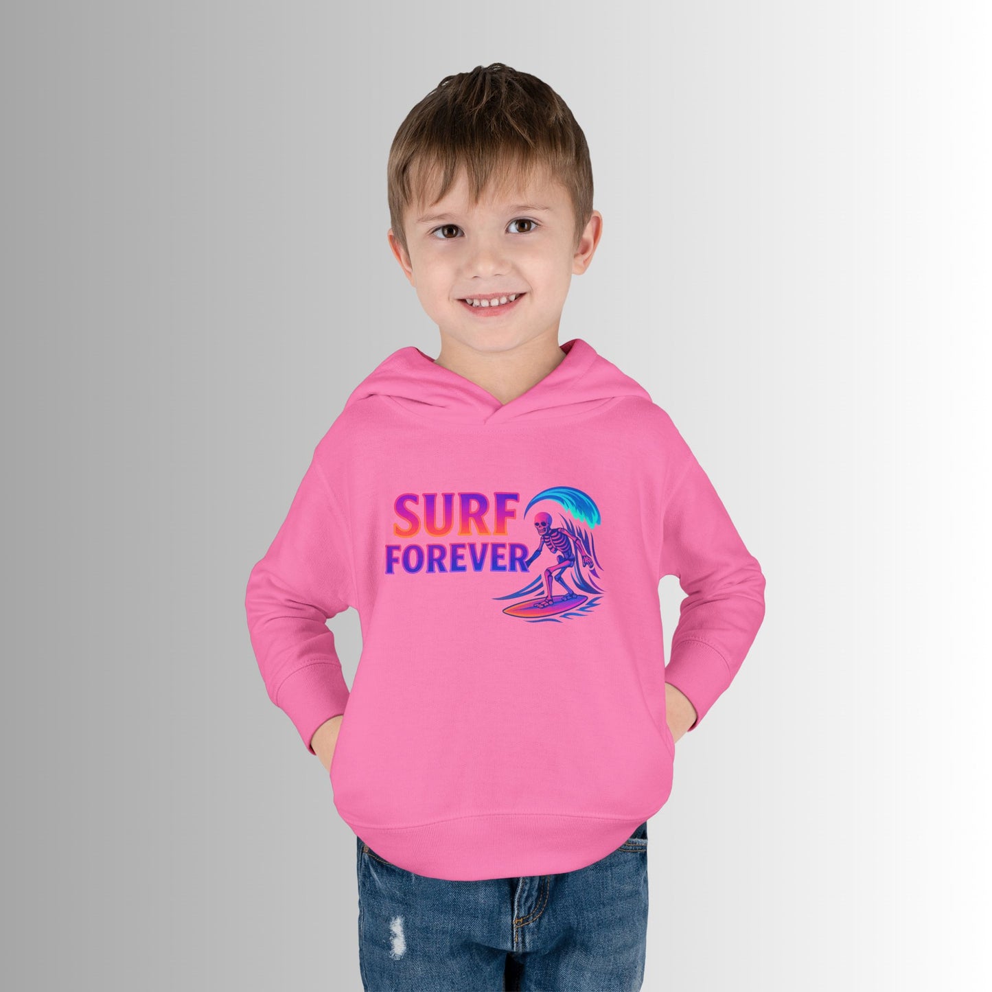 Toddler Hoodie — Neon 'Summer Vibes' Skeleton Pullover