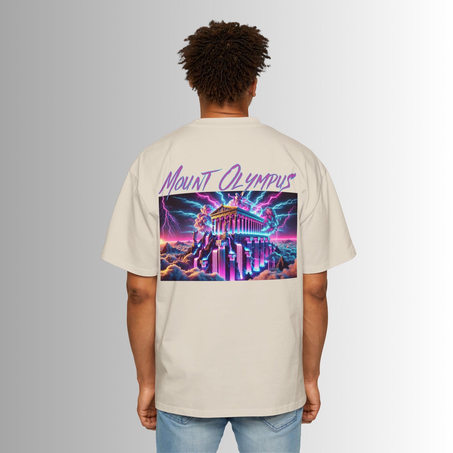 Immortal Bloodlines Men's Heavy Oversized Tee - Mount Olympus Graphic T-Shirt