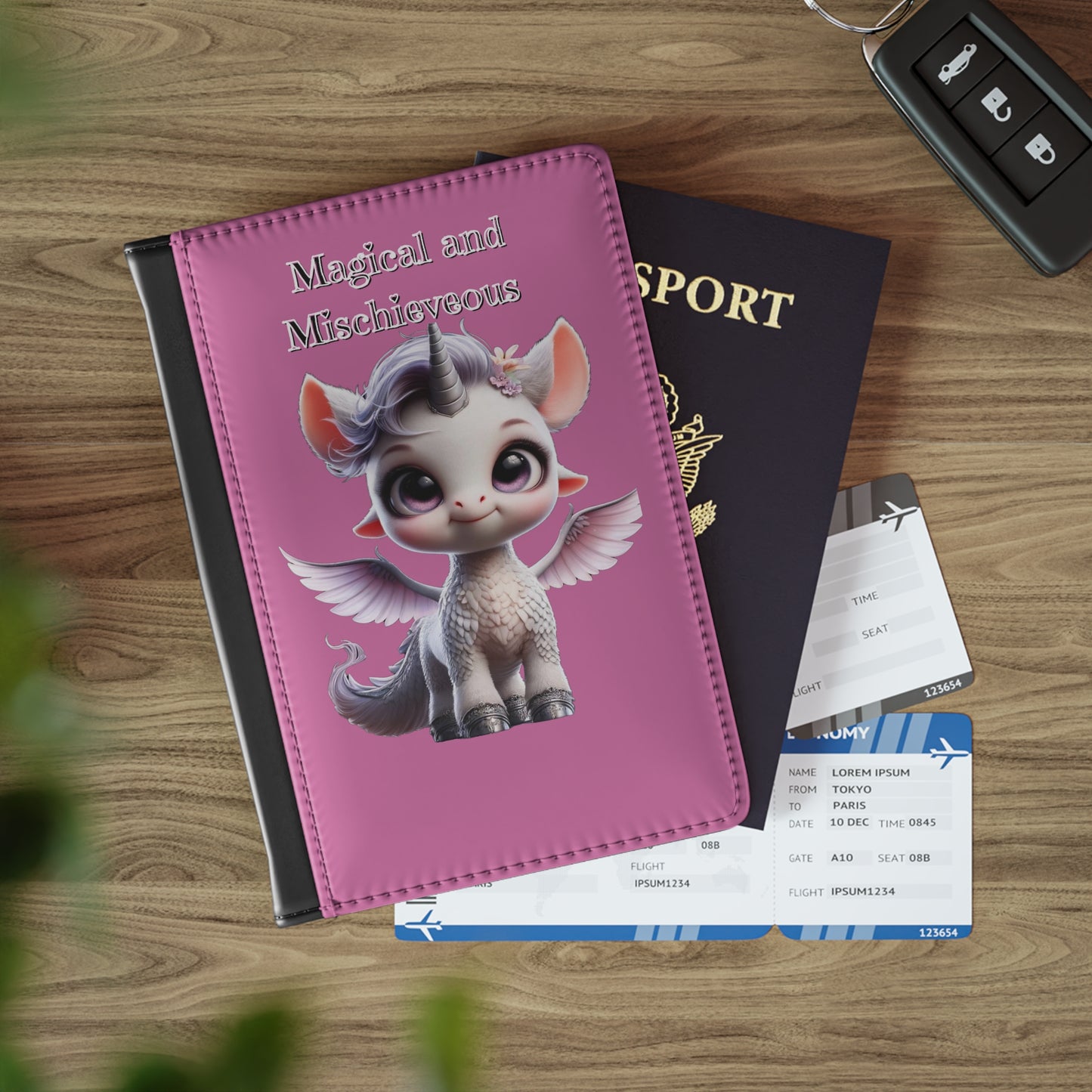 Passport Cover - 'Magical and Mischievous' Cute Unicorn Pegasus Travel Wallet