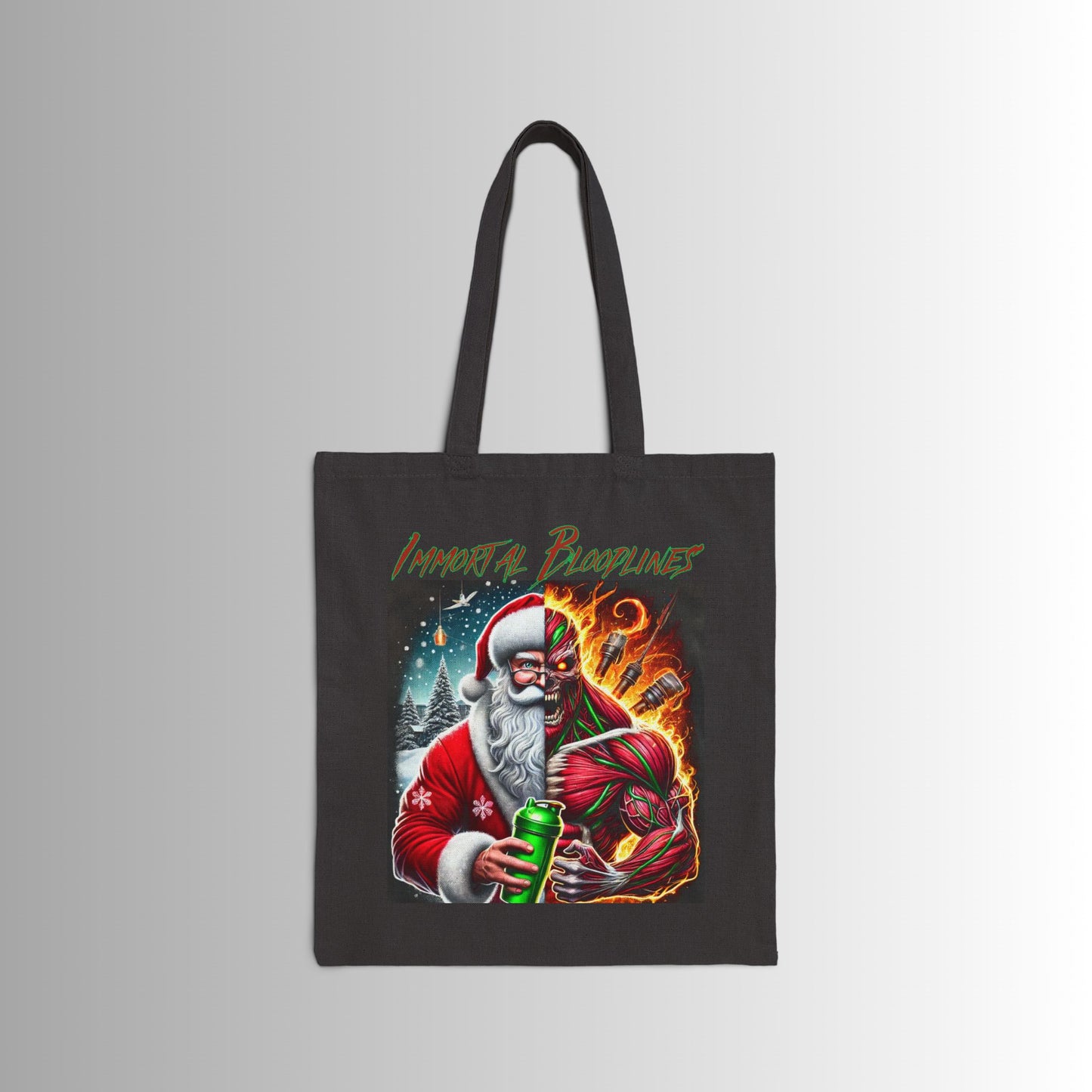 Christmas Tote Bag — 'Happy Christmas' & Festive Santa Canvas Tote