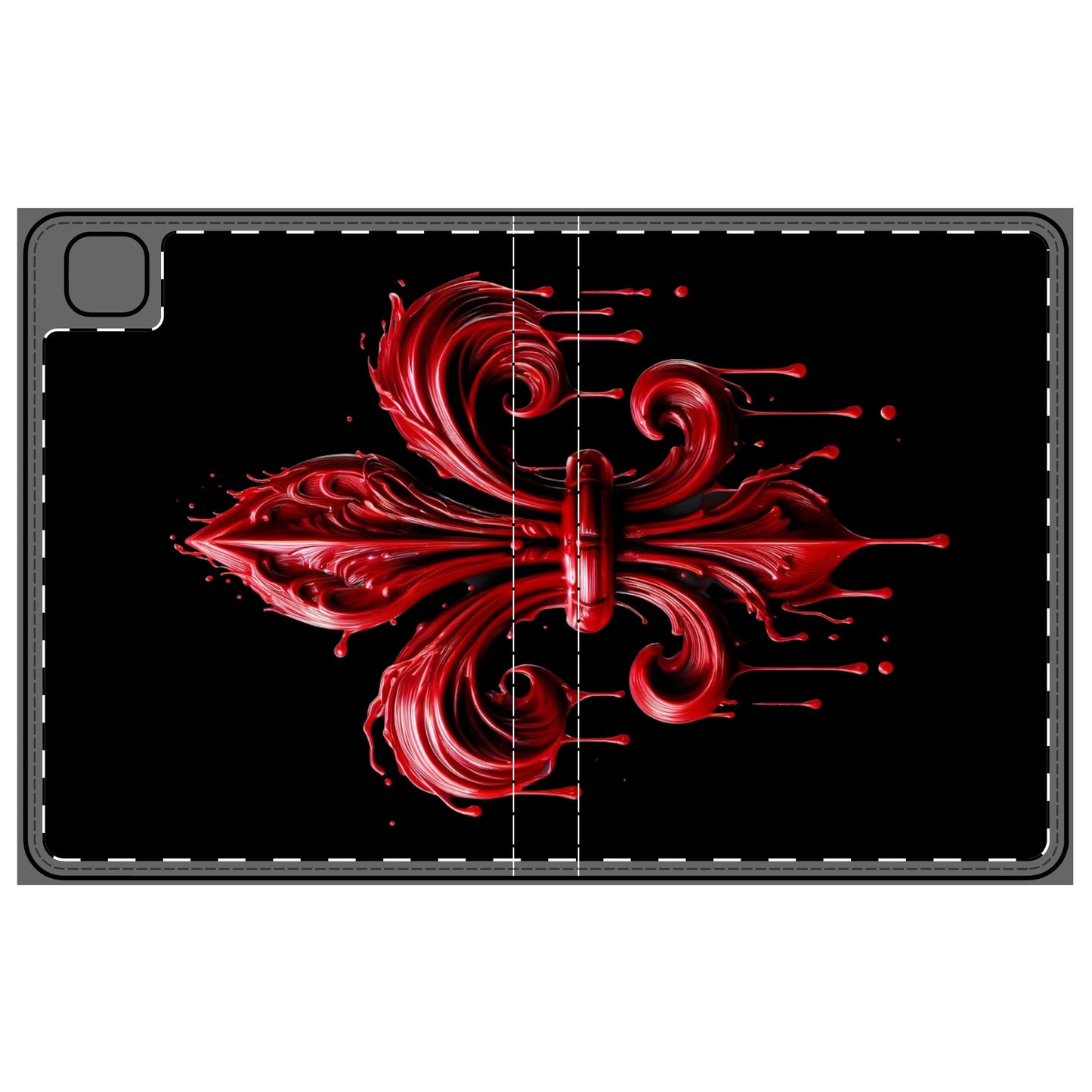 Stylish Red Fleur-de-lis Tablet Folio Case - Elegant Protection for Your Device