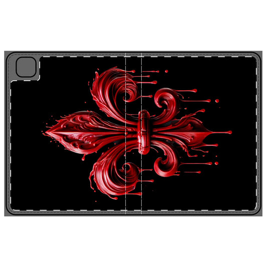 Stylish Red Fleur-de-lis Tablet Folio Case - Elegant Protection for Your Device