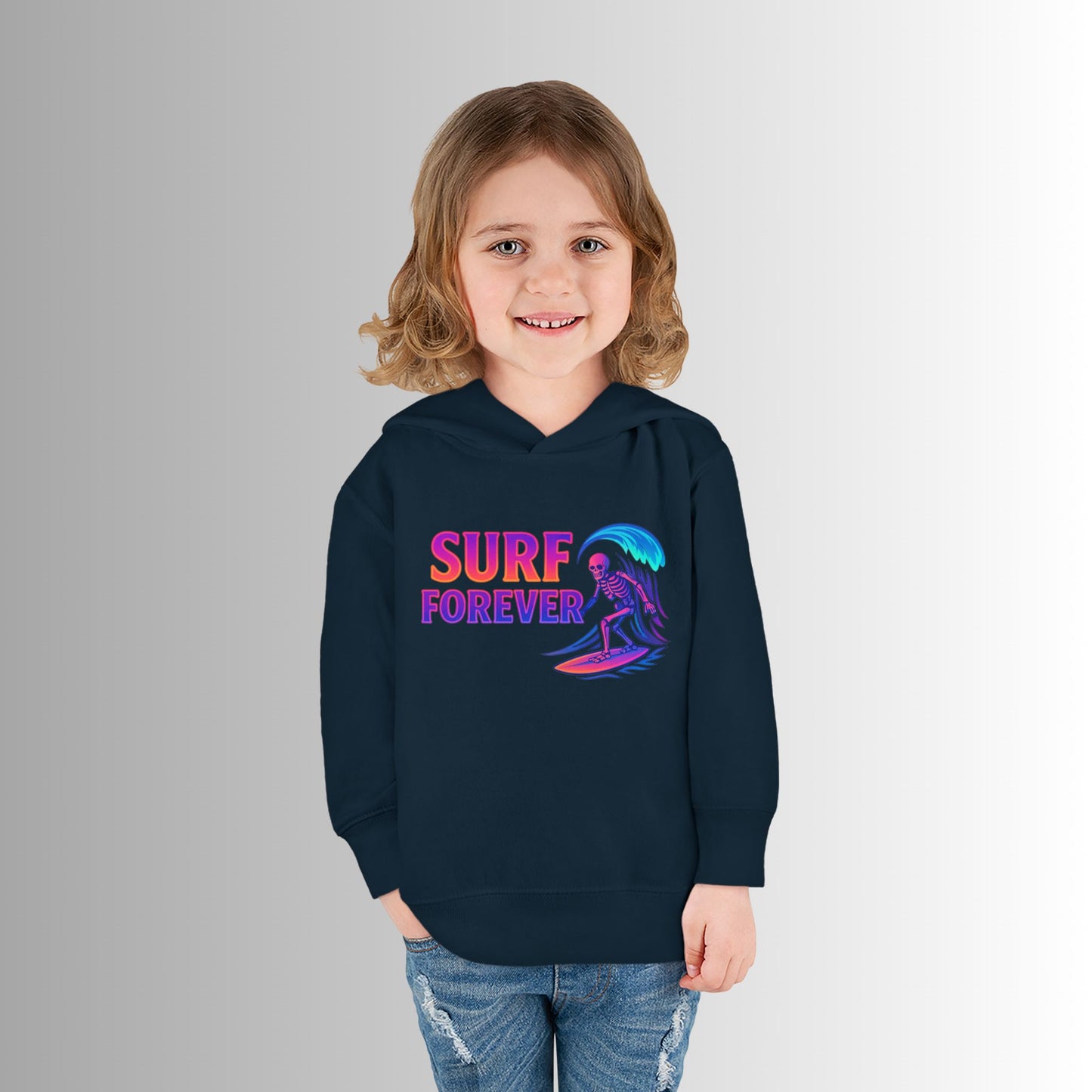 Toddler Hoodie — Neon 'Summer Vibes' Skeleton Pullover