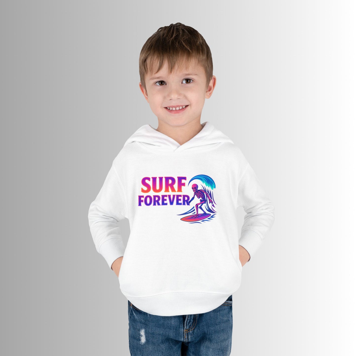 Toddler Hoodie — Neon 'Summer Vibes' Skeleton Pullover