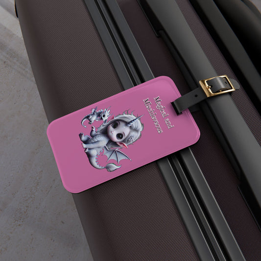 Magical and Mischievous Pink Dragon Luggage Tag