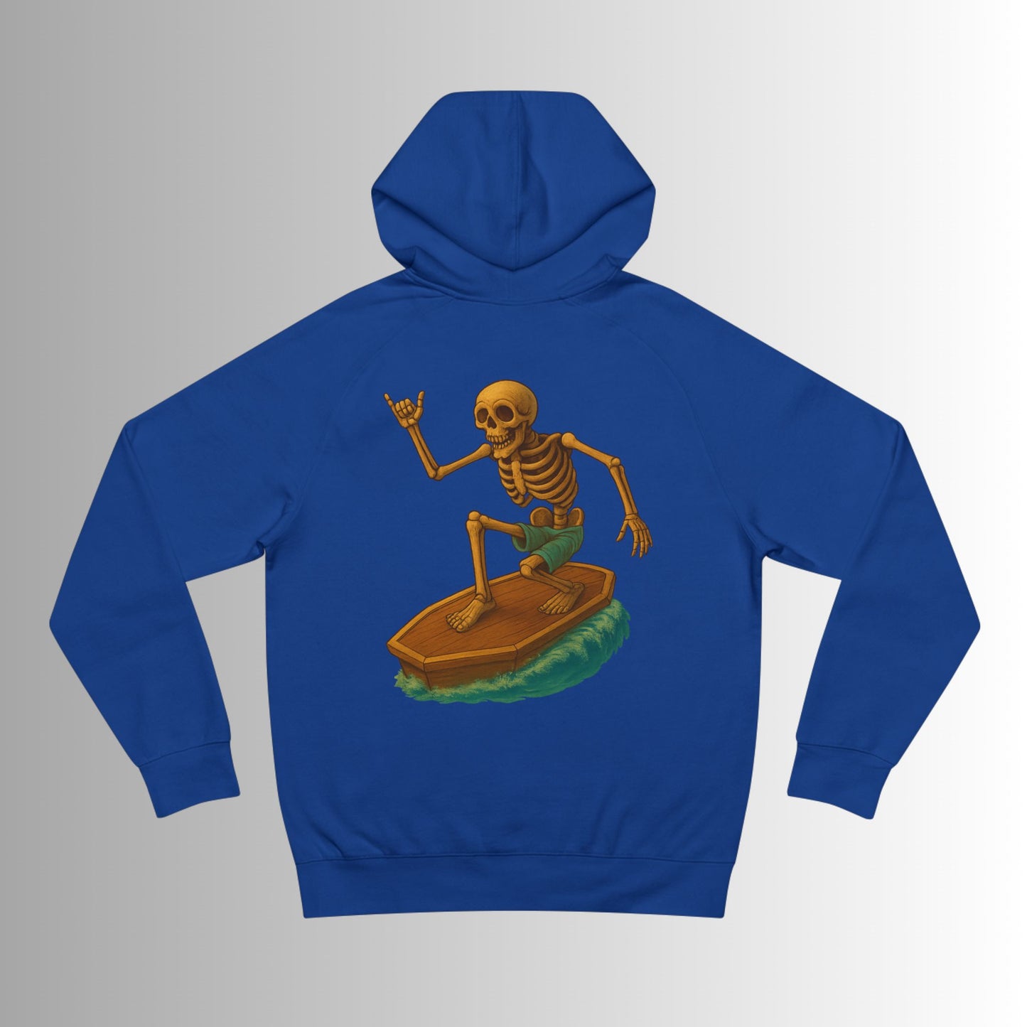 Surf Forever Hoodie — Retro Wave Skeleton Surf Graphic Pullover