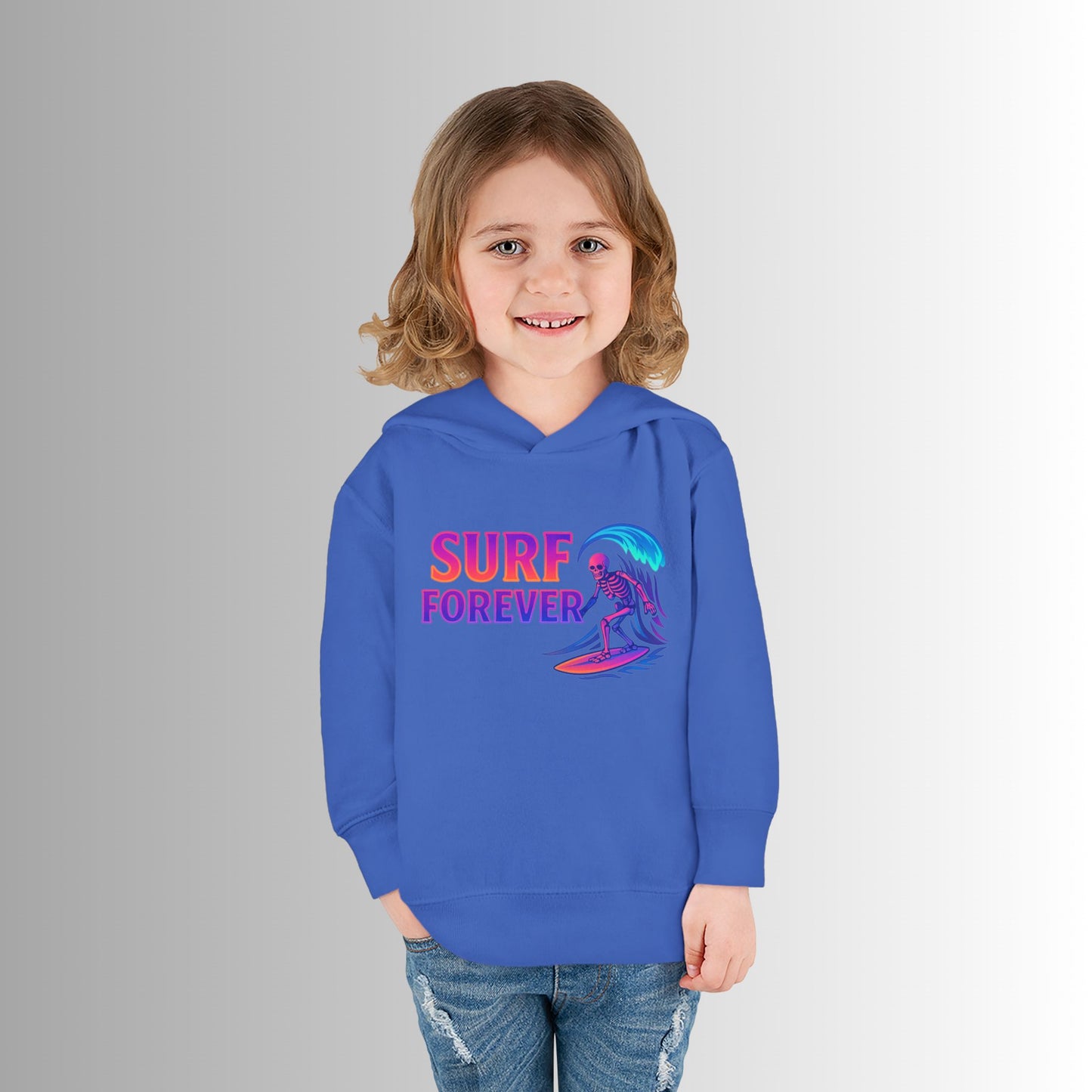 Toddler Hoodie — Neon 'Summer Vibes' Skeleton Pullover