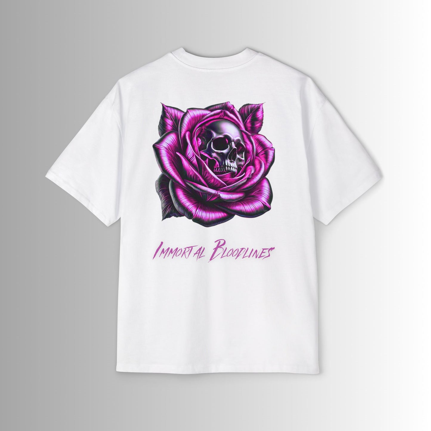 Heavy Oversized Tee - 'Immortal Bloodlines' Graphic Tee with Skull Rose GCC