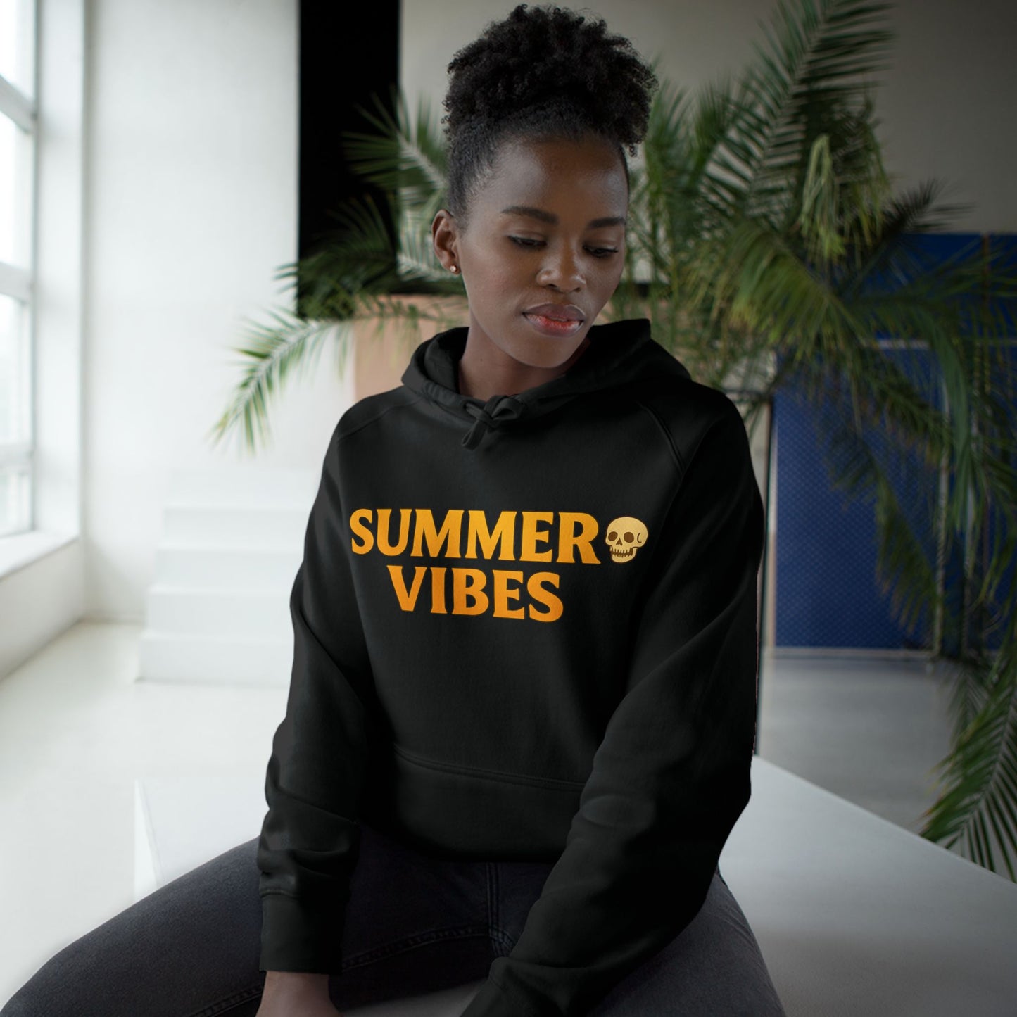 Summer Vibes Hoodie — Retro Wave Skeleton Surf Graphic Pullover