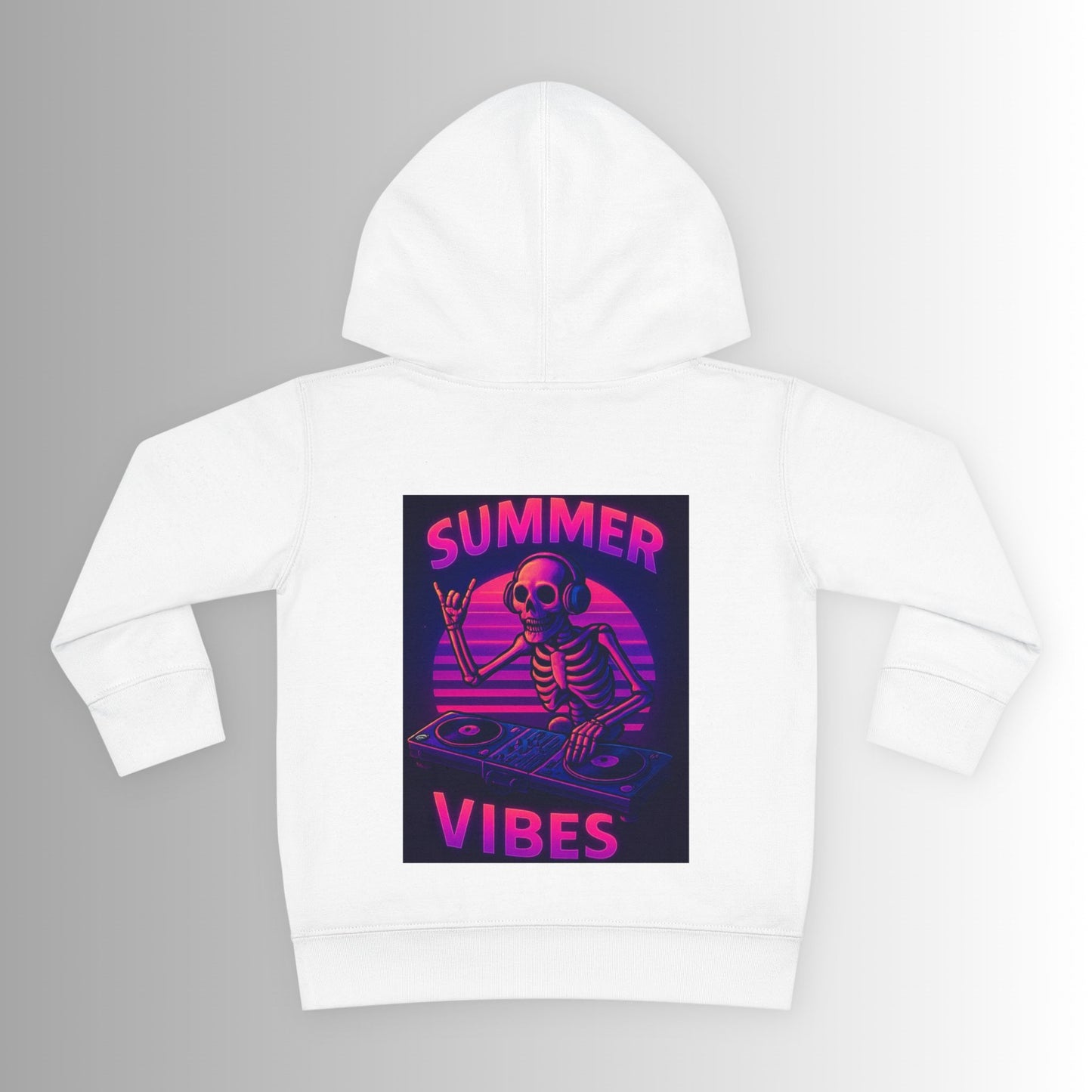 Toddler Hoodie — Neon 'Summer Vibes' Skeleton Pullover