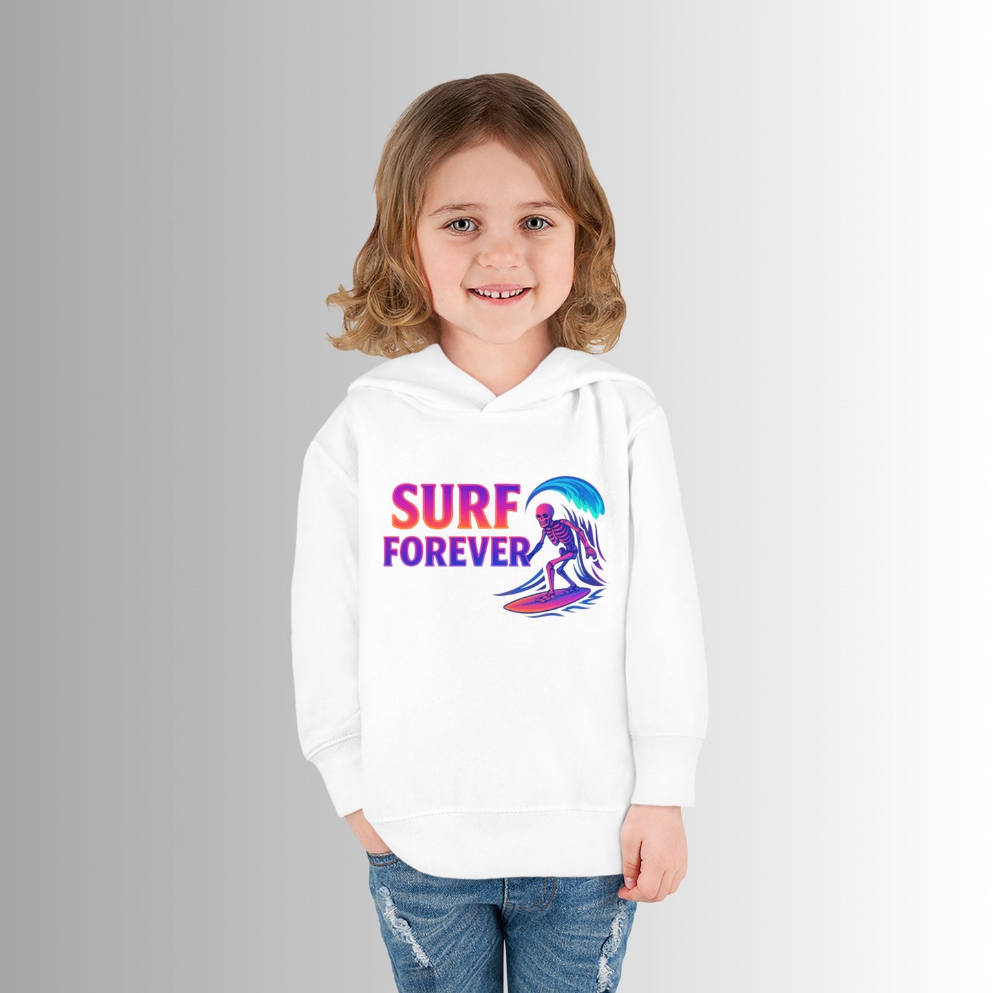 Toddler Hoodie — Neon 'Summer Vibes' Skeleton Pullover