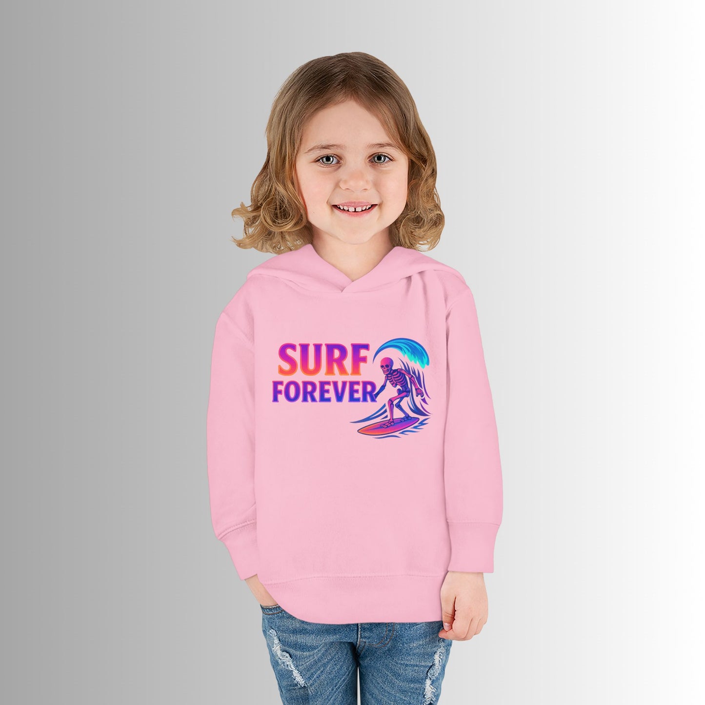 Toddler Hoodie — Neon 'Summer Vibes' Skeleton Pullover