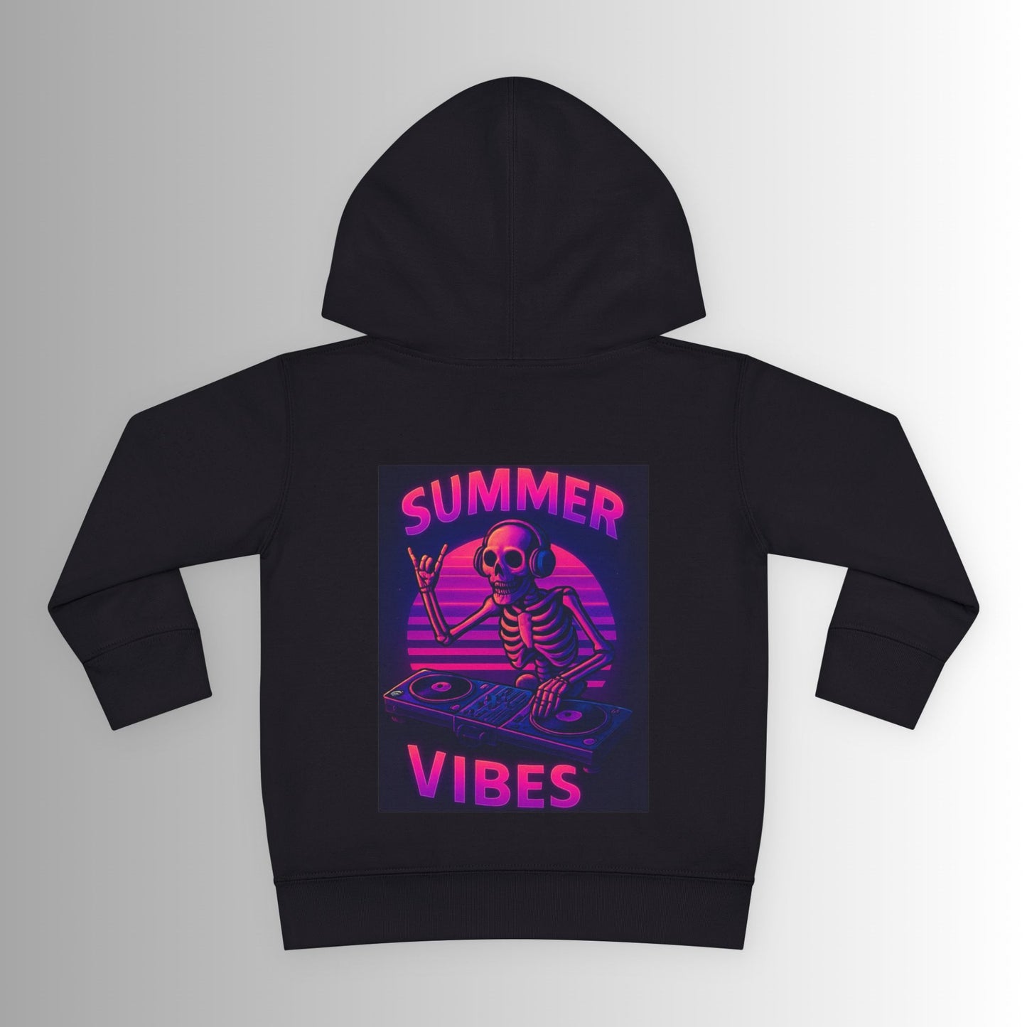 Toddler Hoodie — Neon 'Summer Vibes' Skeleton Pullover