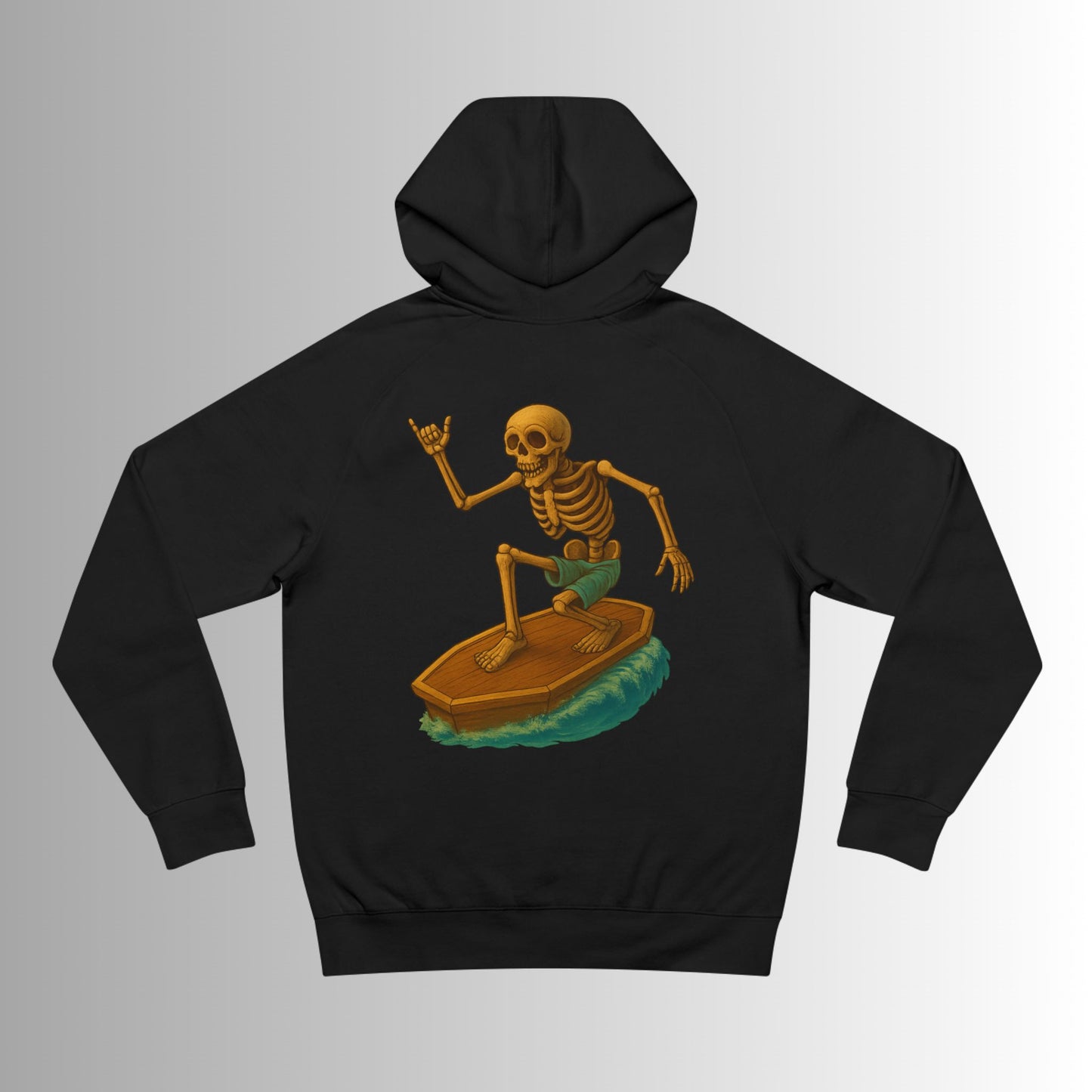Surf Forever Hoodie — Retro Wave Skeleton Surf Graphic Pullover