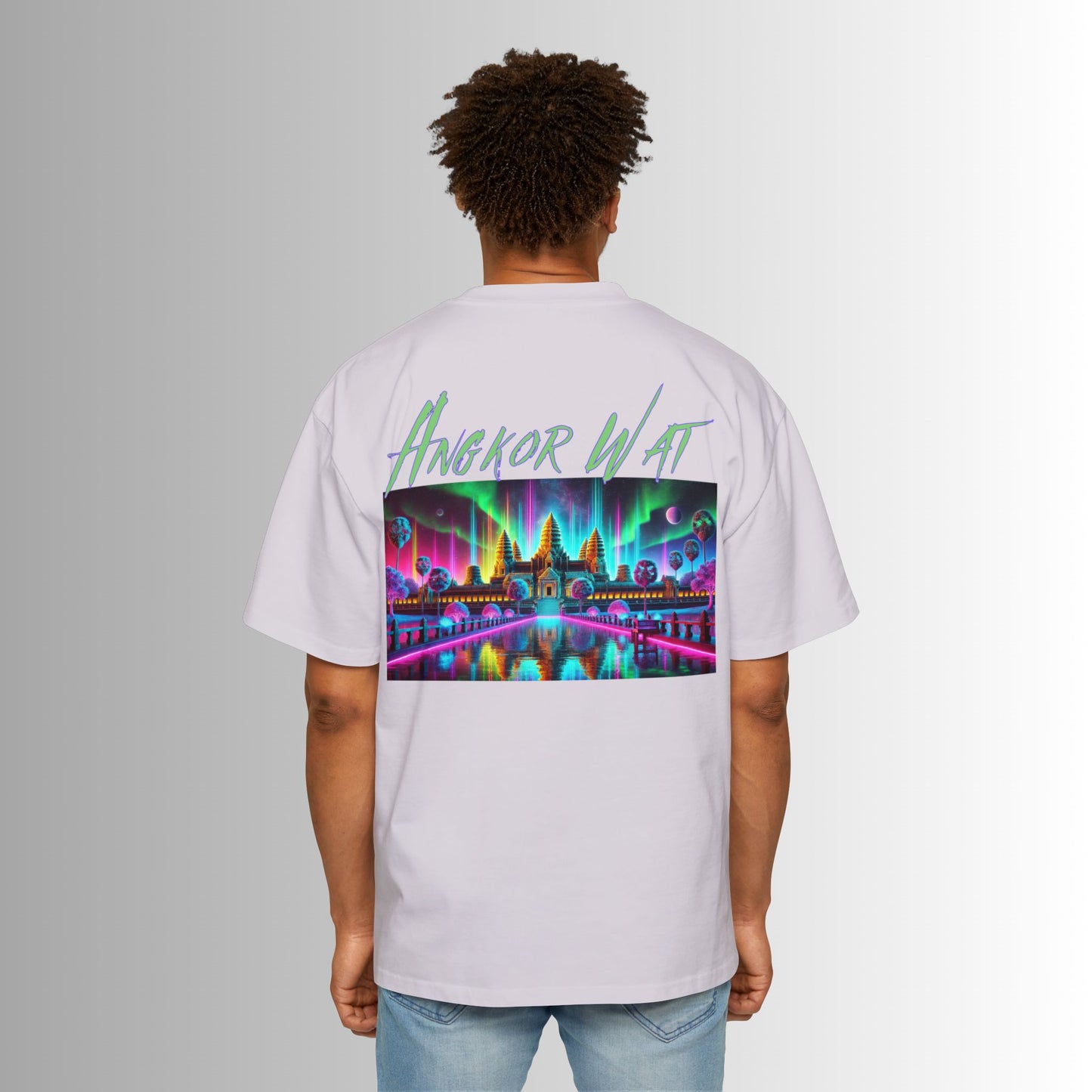 Immortal Bloodlines Men's Heavy Oversized Tee - Angkor Wat Graphic T-Shirt