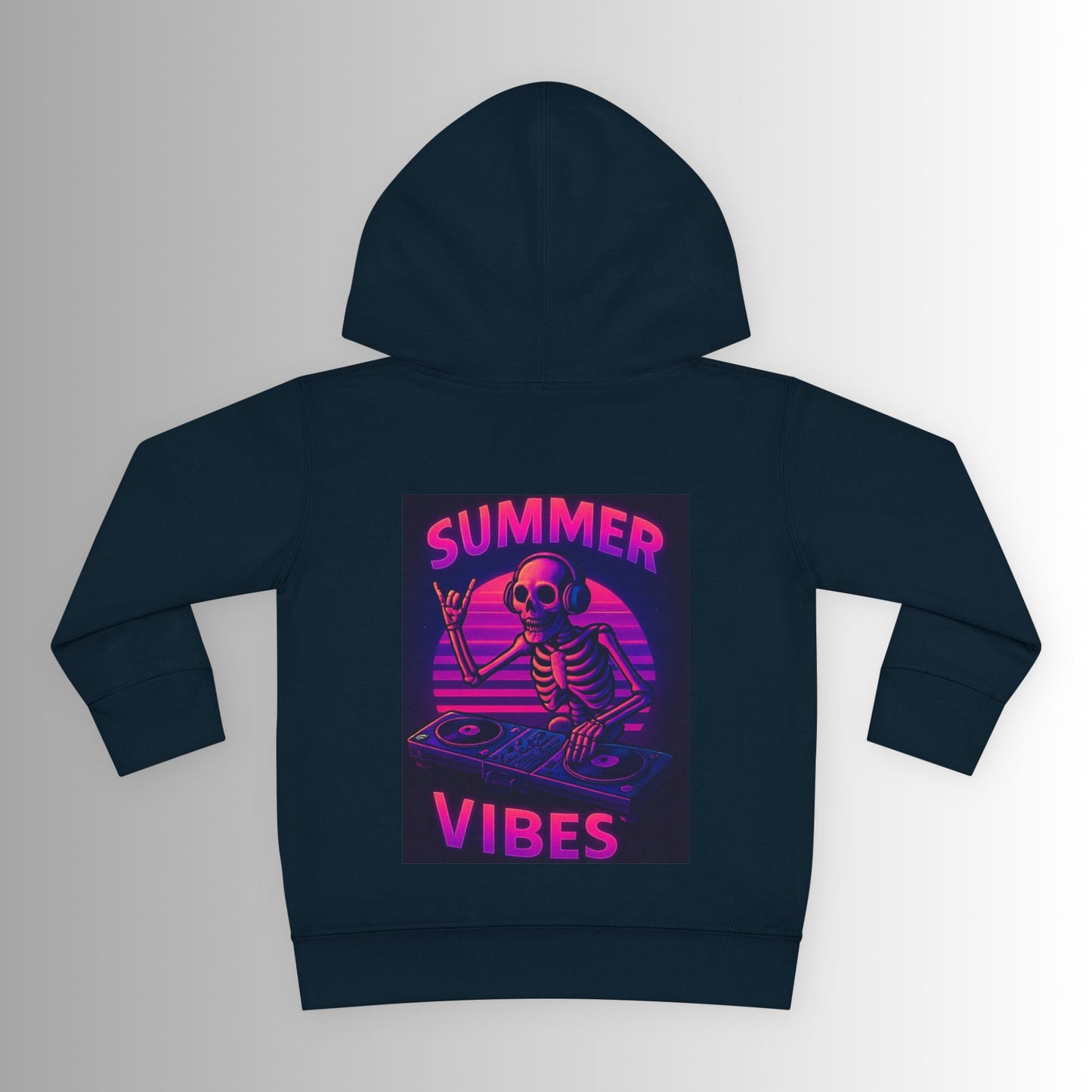 Toddler Hoodie — Neon 'Summer Vibes' Skeleton Pullover