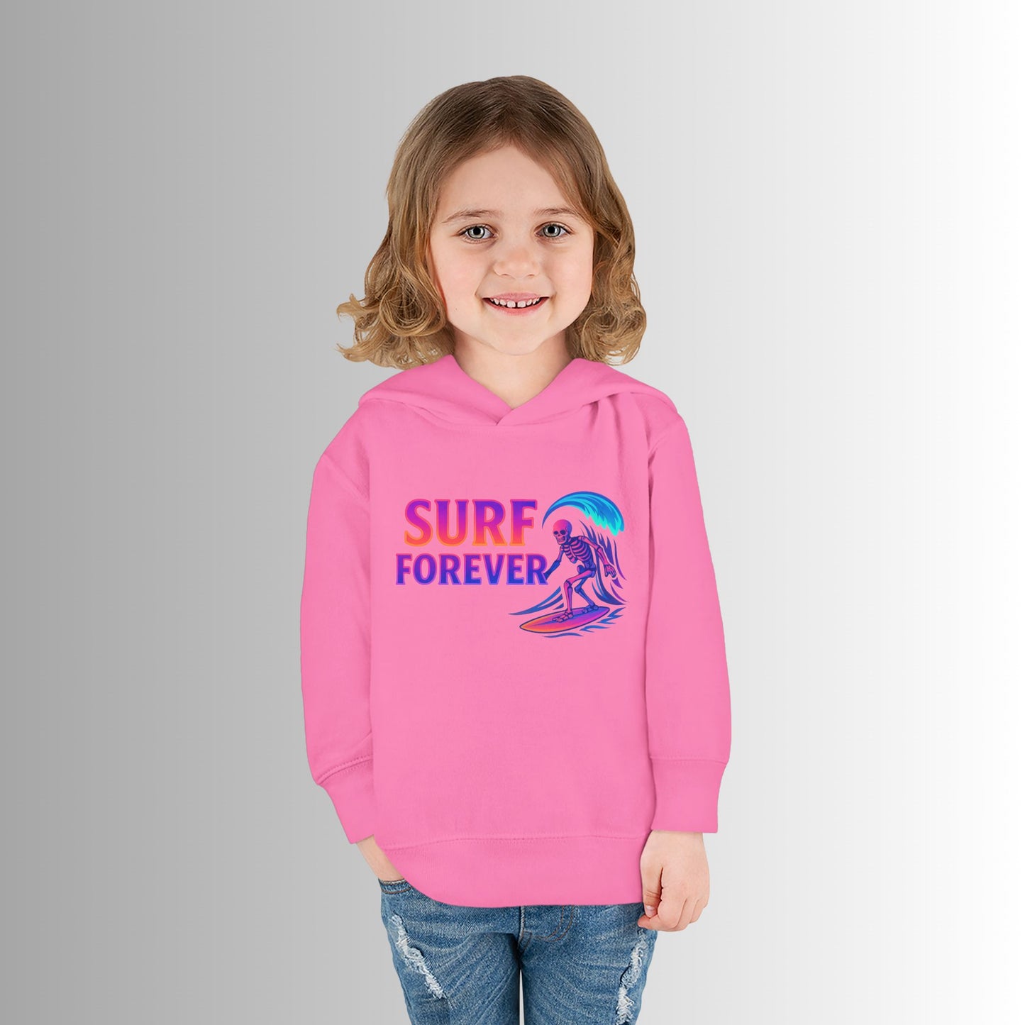 Toddler Hoodie — Neon 'Summer Vibes' Skeleton Pullover