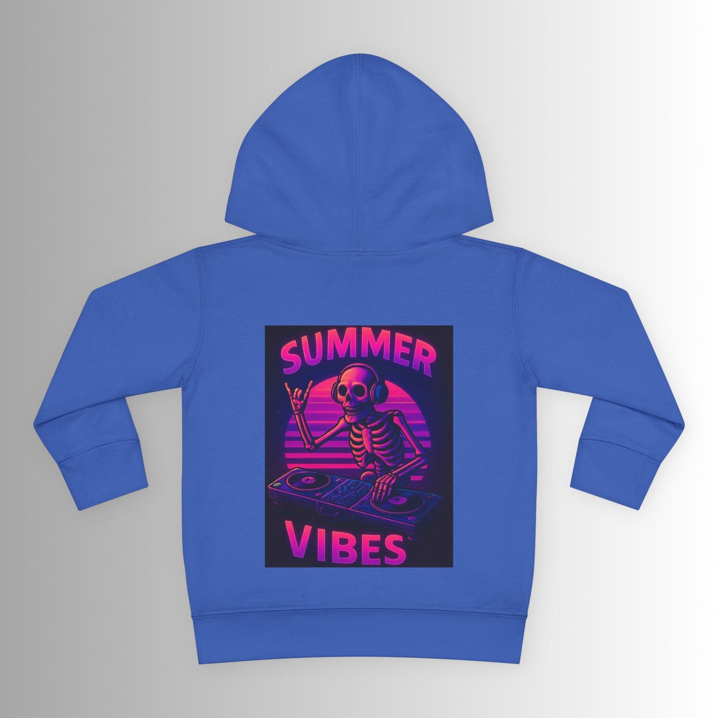 Toddler Hoodie — Neon 'Summer Vibes' Skeleton Pullover