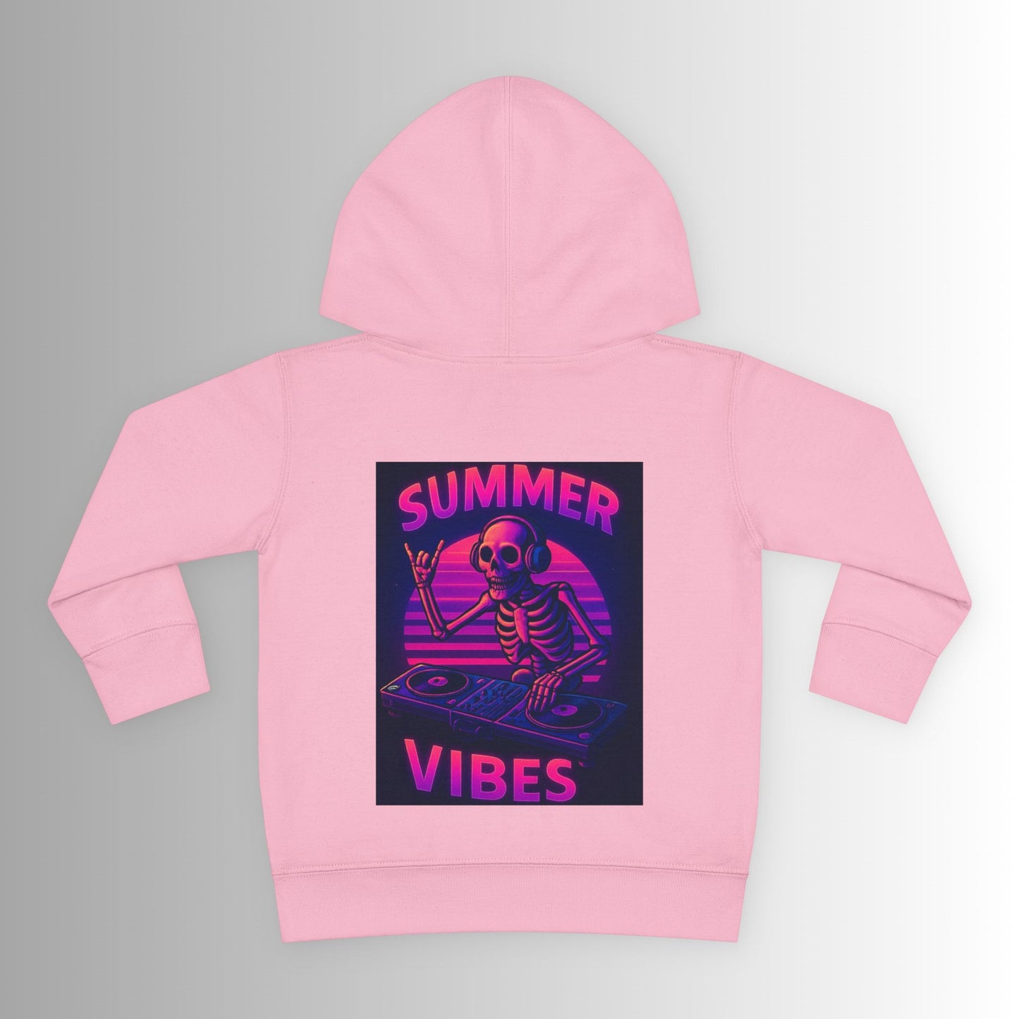 Toddler Hoodie — Neon 'Summer Vibes' Skeleton Pullover
