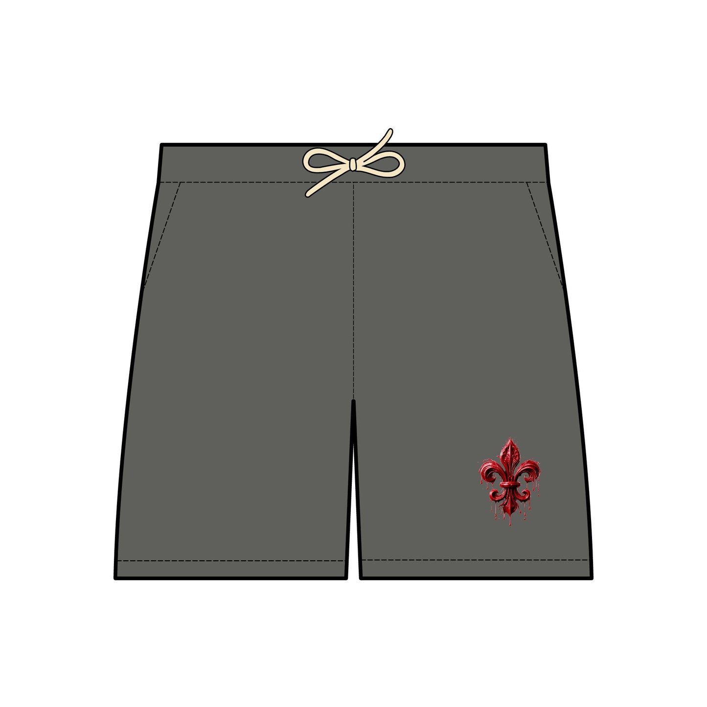 Casual Fleece Sweat Shorts with Fleur-de-Lis Design