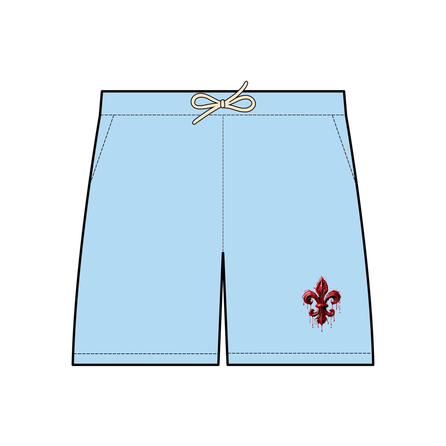 Casual Fleece Sweat Shorts with Fleur-de-Lis Design