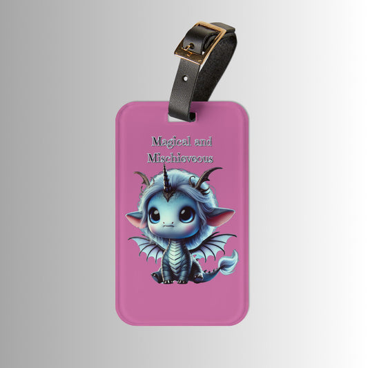 Pink Cute Baby Dragon Luggage Tag — "Magical and Mysterious" Travel ID
