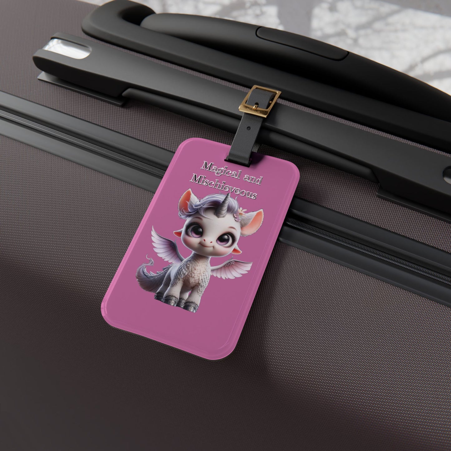 Cute Pegasus Luggage Tag — "Magical and Mischievous" Pink Travel ID