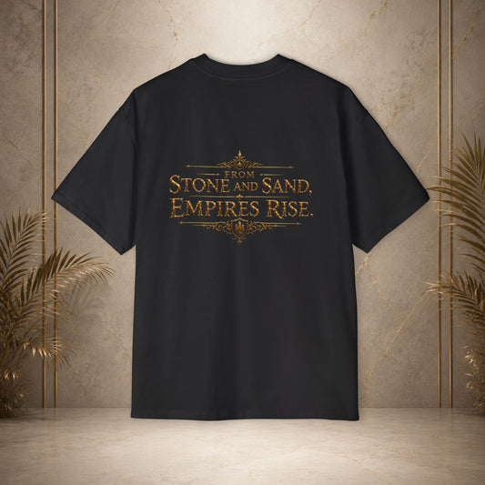 Oversized Tee — "Empires Rise" Gold House Jabal Crest