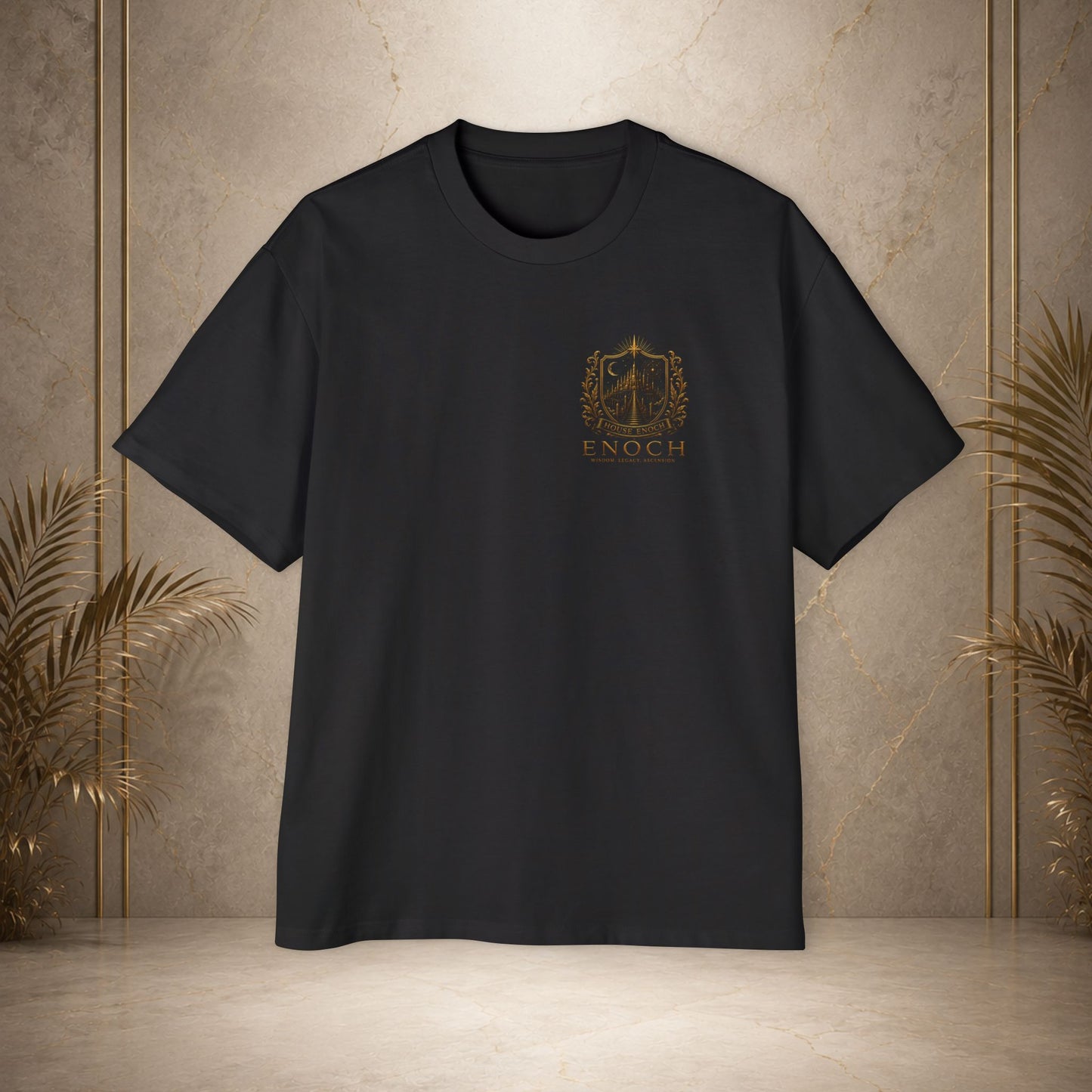 Oversized Tee — "Wisdom, Legacy, Ascension" Gold House Enoch Crest