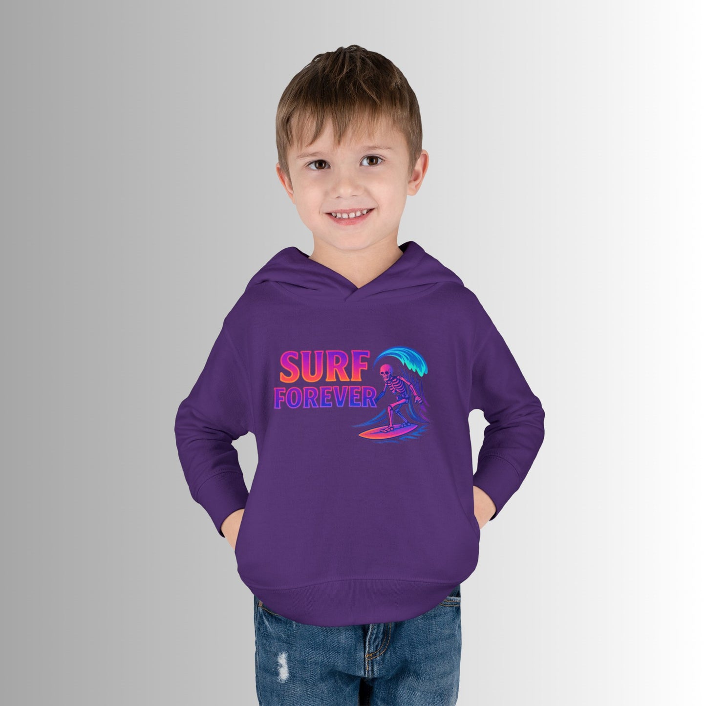 Toddler Hoodie — Neon 'Summer Vibes' Skeleton Pullover