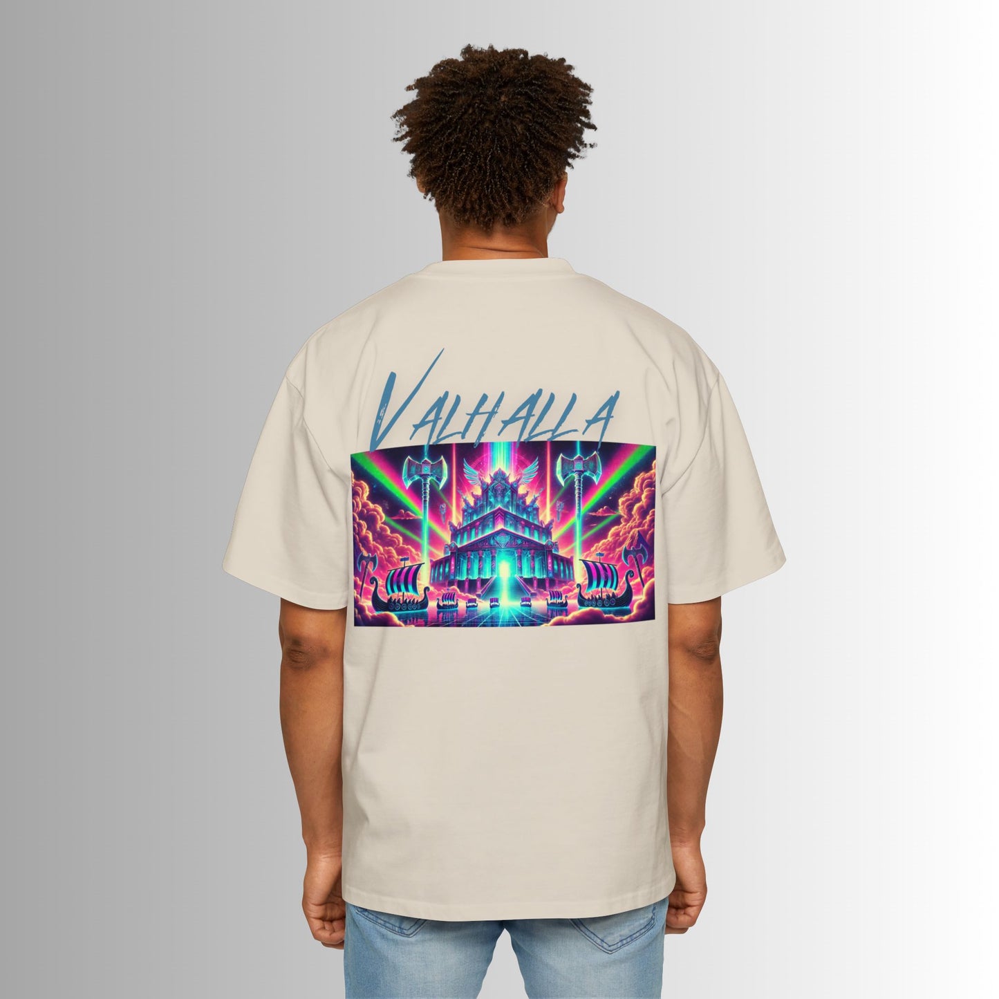 Immortal Bloodlines Men's Heavy Oversized Tee - Valhalla Graphic T-Shirt
