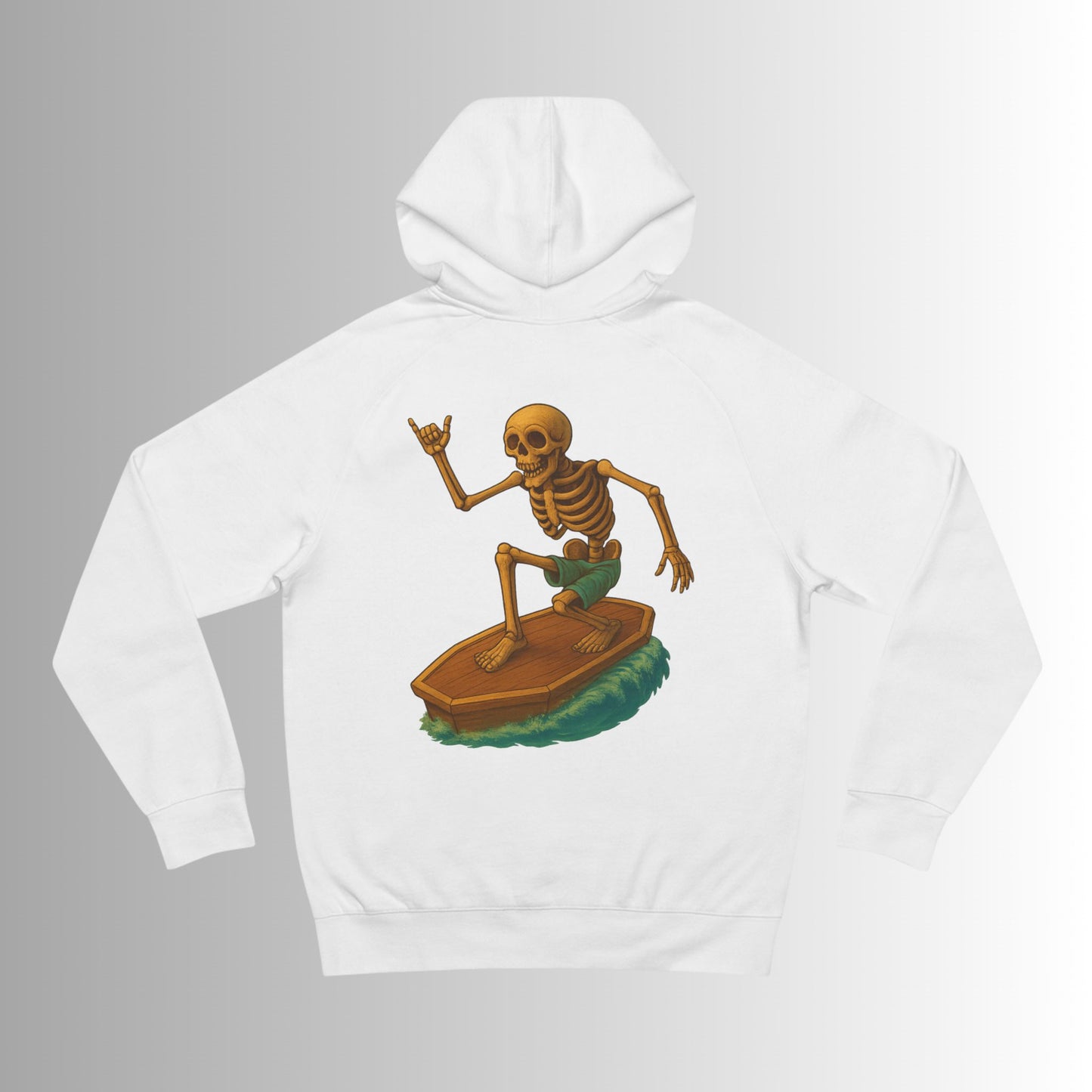 Surf Forever Hoodie — Retro Wave Skeleton Surf Graphic Pullover