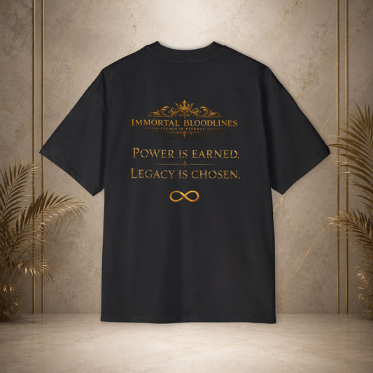 Oversized Tee — "Power is Earned, Legacy is Chosen" Gold IB Crest