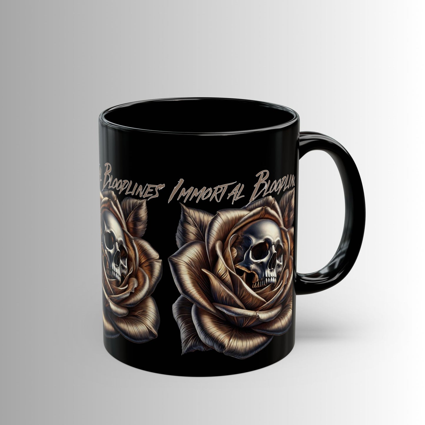 Immortal Bloodlines- Skull Rose Logo -  Black Mug — (11oz & 15oz)